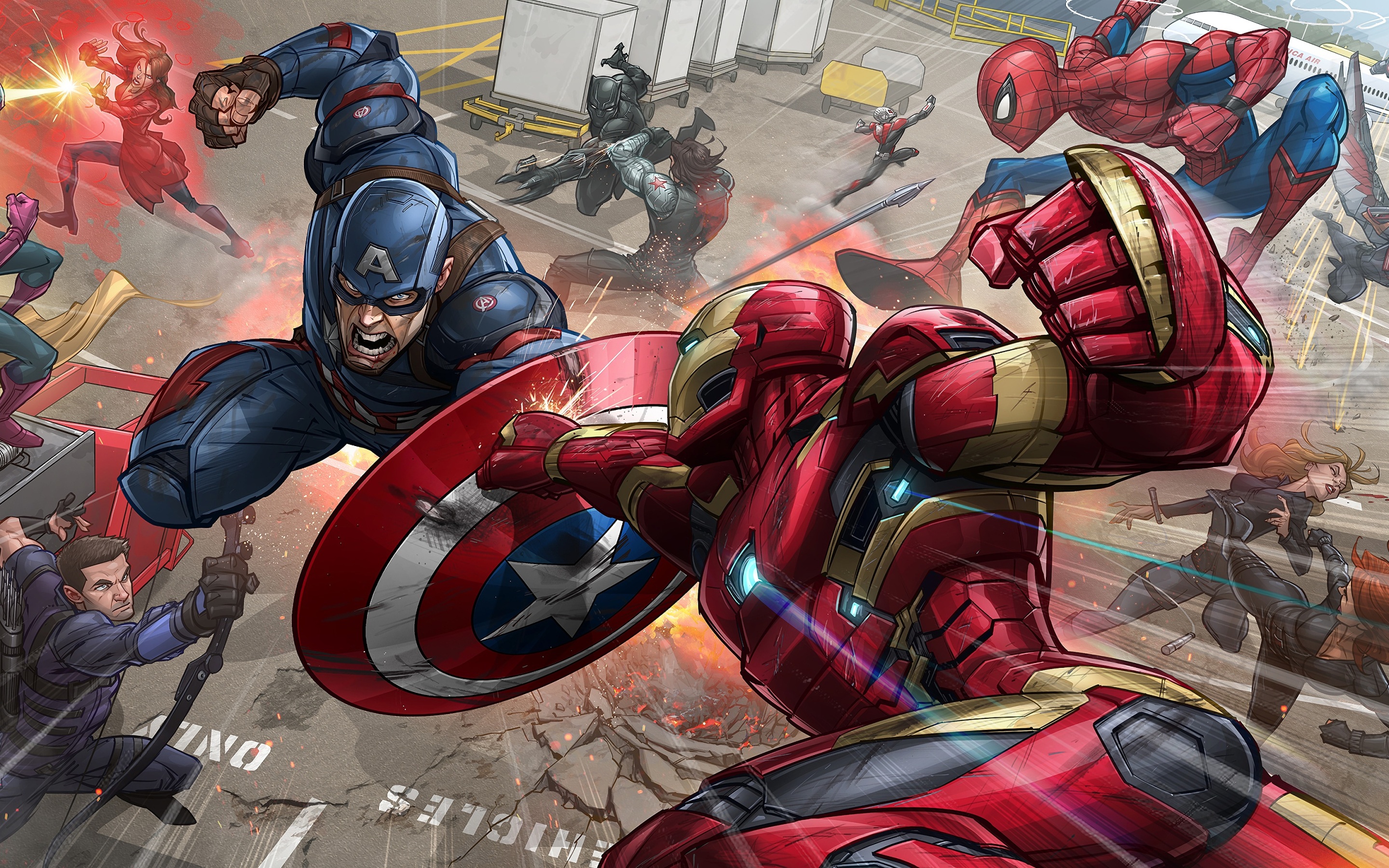 Wallpaper 4k Iron Man Captain America Fight Marvel Comics 4K Wallpaper  Wallpaper