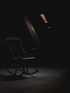 Wallpaper 4k rocking chair, loft, dark, creepy 4k Wallpaper