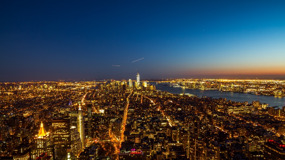 new york, usa, night city, top view 4k Wallpaper 4K