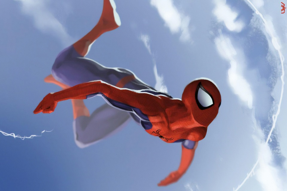 Spiderman Falling Wallpaper 4K