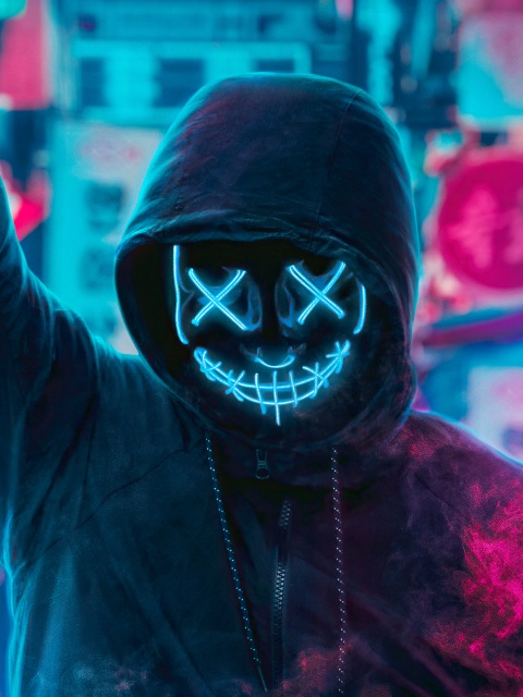Mask Guy Neon Man With Smoke Bomb 4k Wallpaper 4K