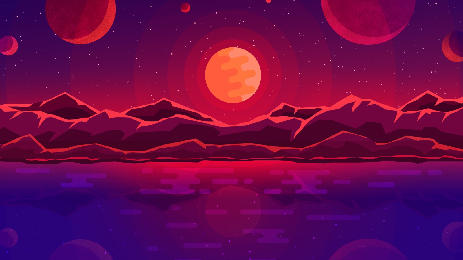 Sunset Planets HD Wallpaper 4K