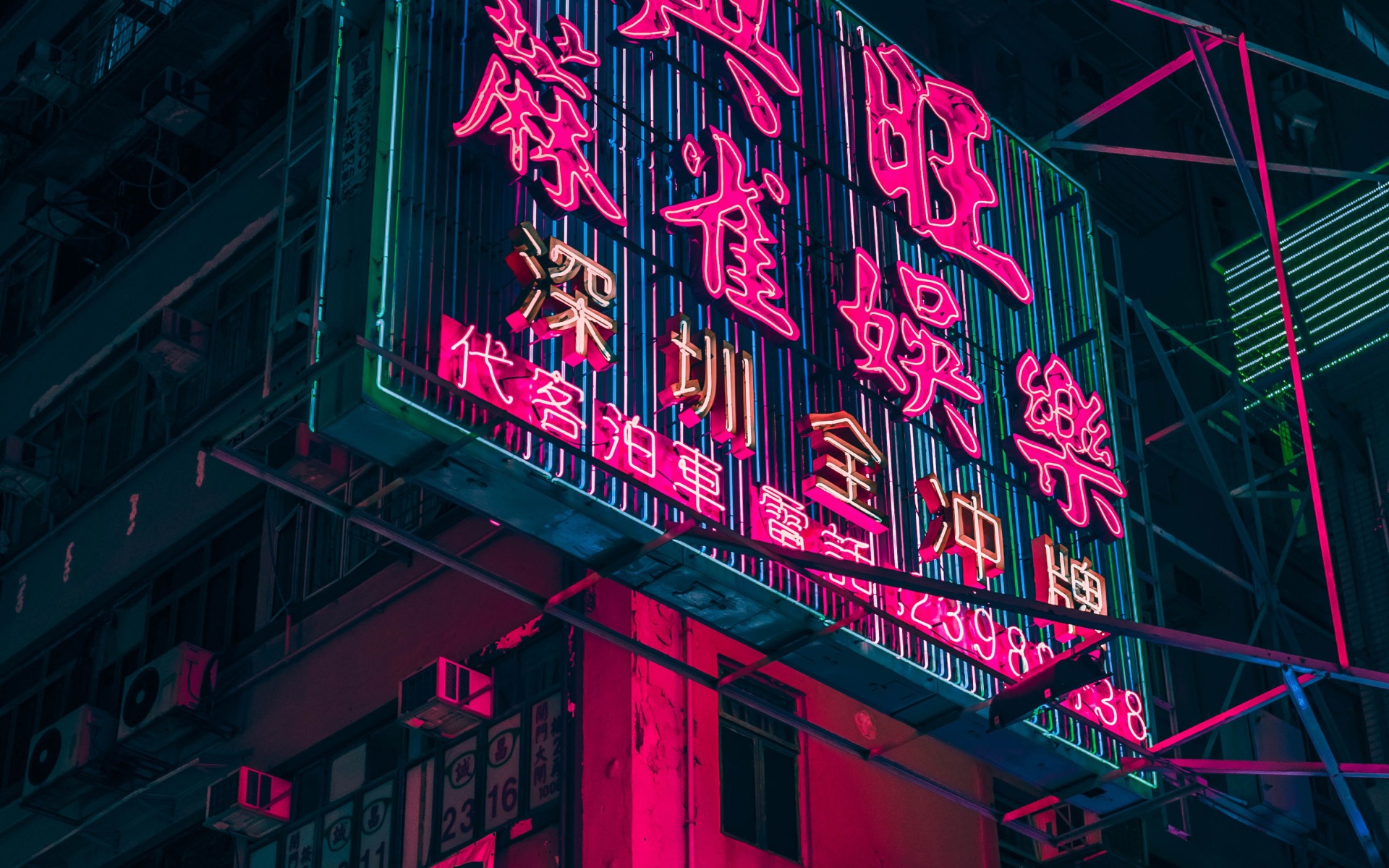 Hong Kong City Neon City Wallpaper 4K