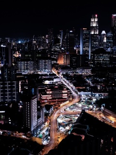 Wallpaper 4k singapore, skyscrapers, night, night city 4k Wallpaper