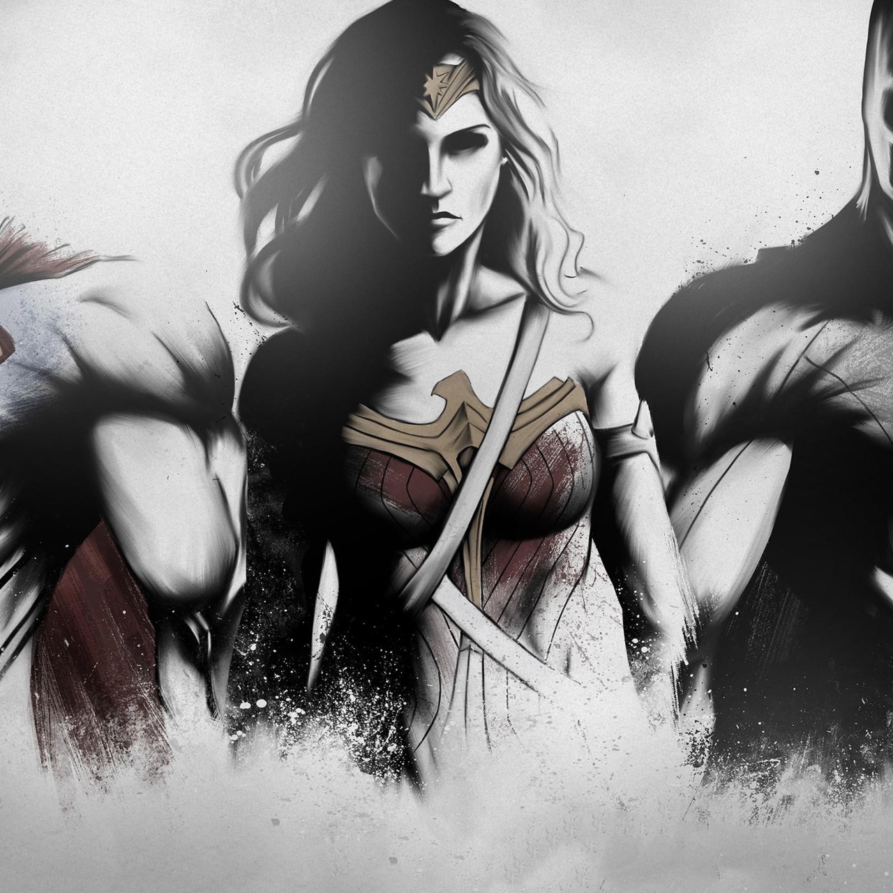 Superman Wonder Woman Batman Art Sketch 4k Wallpaper 4K