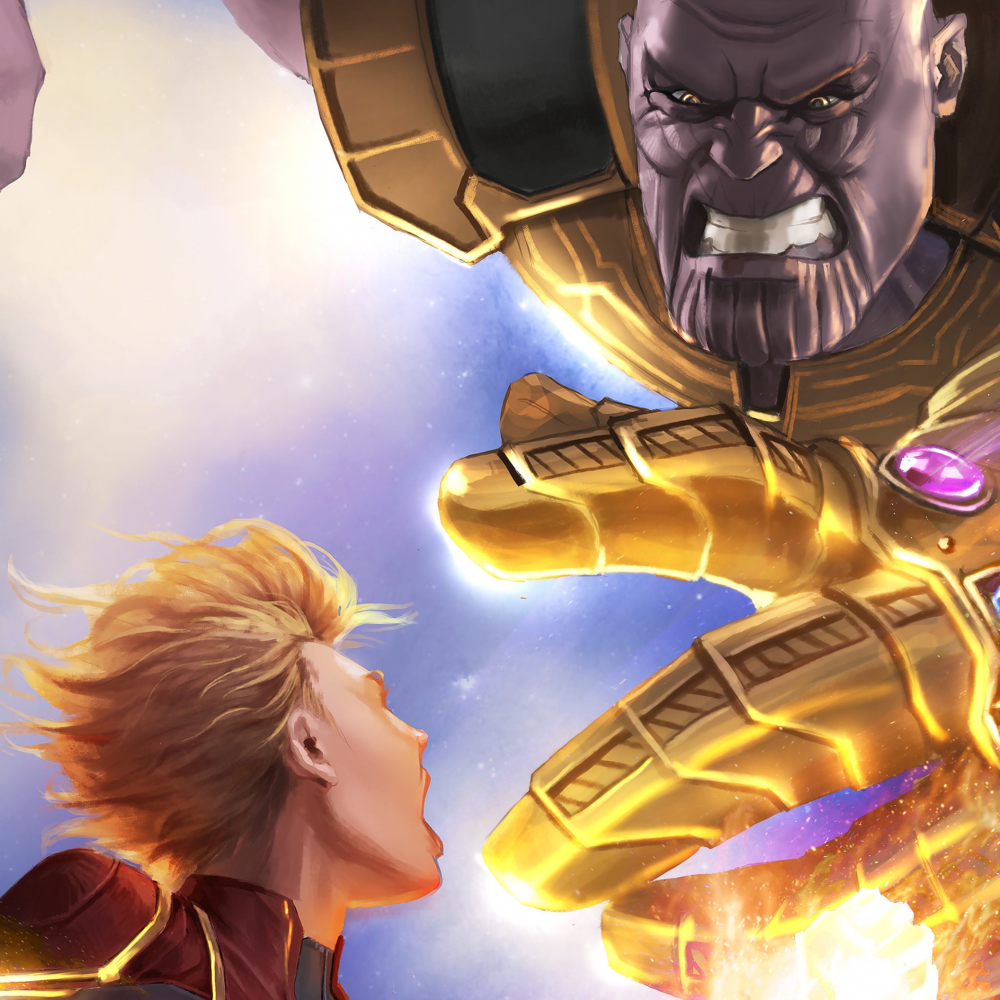 Wallpaper 4k Captain Marvel Vs Thanos 5k Artwork Wallpaper