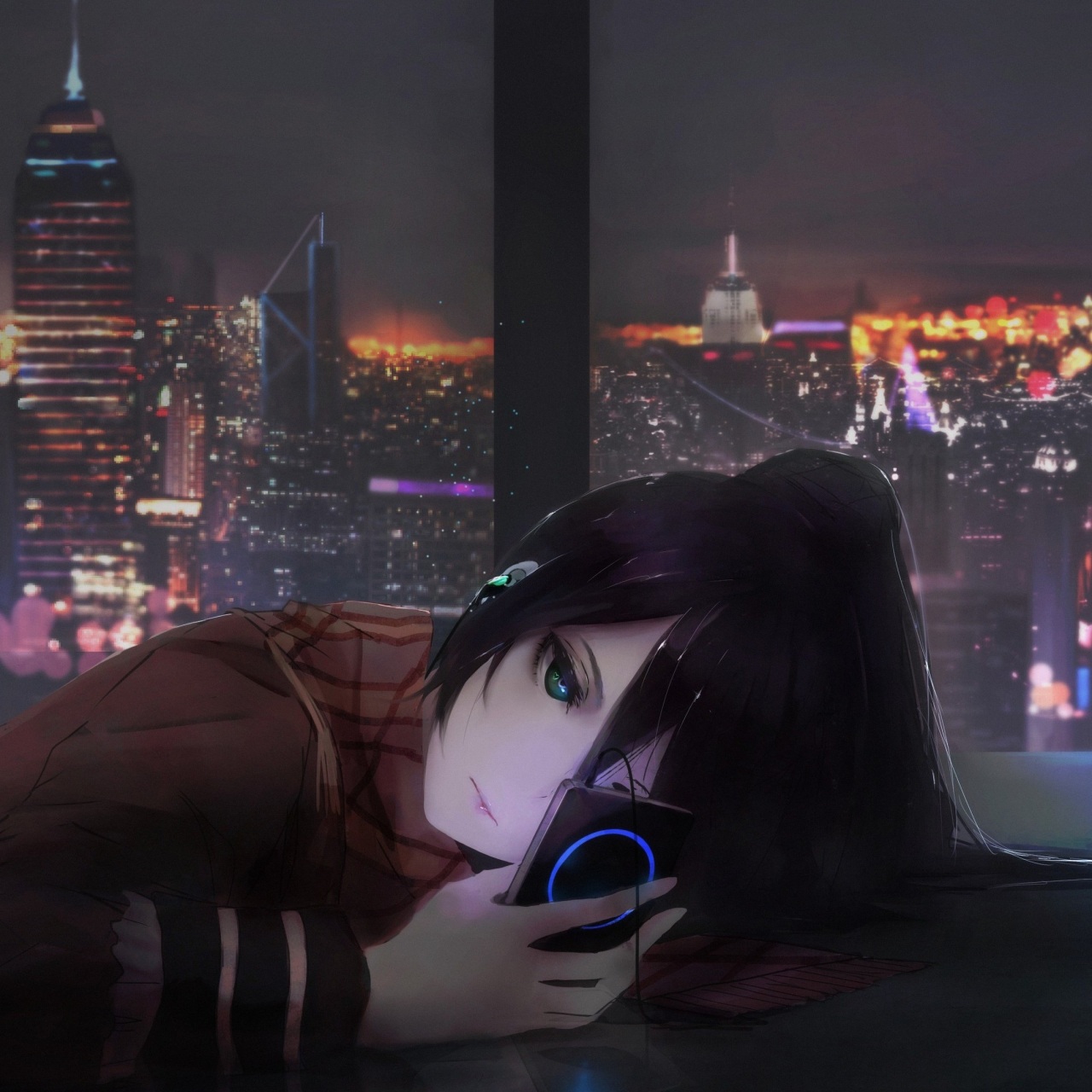 Wallpaper 4k Anime Girl Listening Music On Ipod Wallpaper