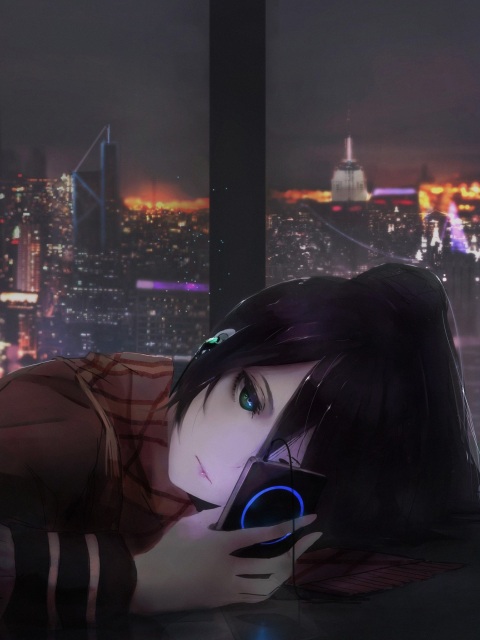Anime Girl Listening Music On Ipod Wallpaper 4K