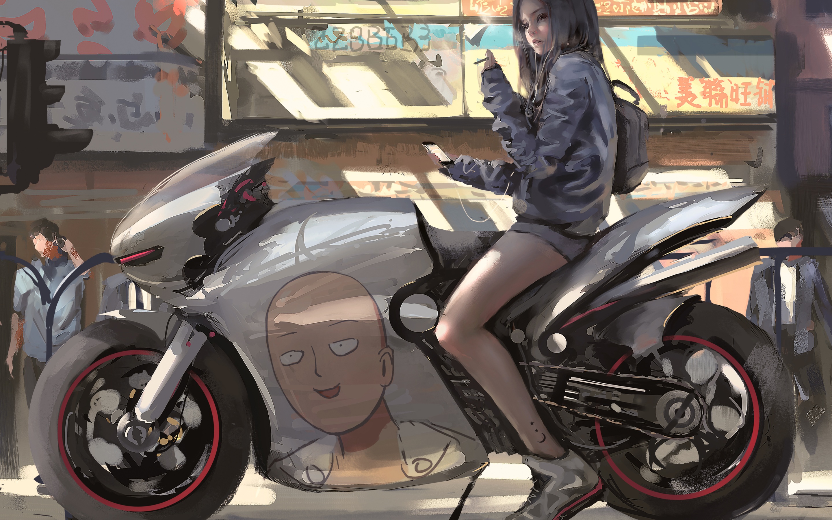 Wallpaper 4k One Punch Man Anime Girl On Bike Wallpaper