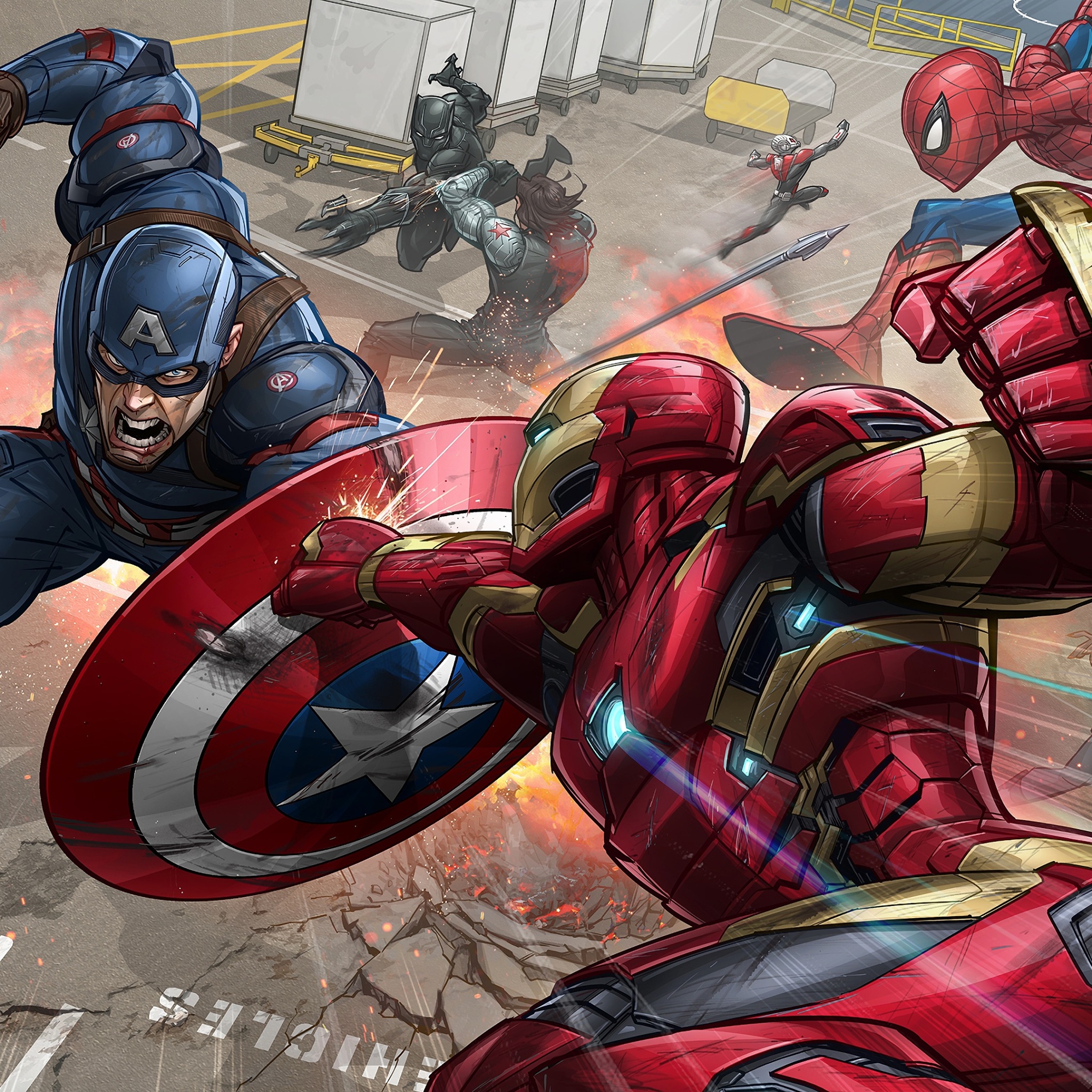 Wallpaper 4k Iron Man Captain America Fight Marvel Comics 4K Wallpaper  Wallpaper