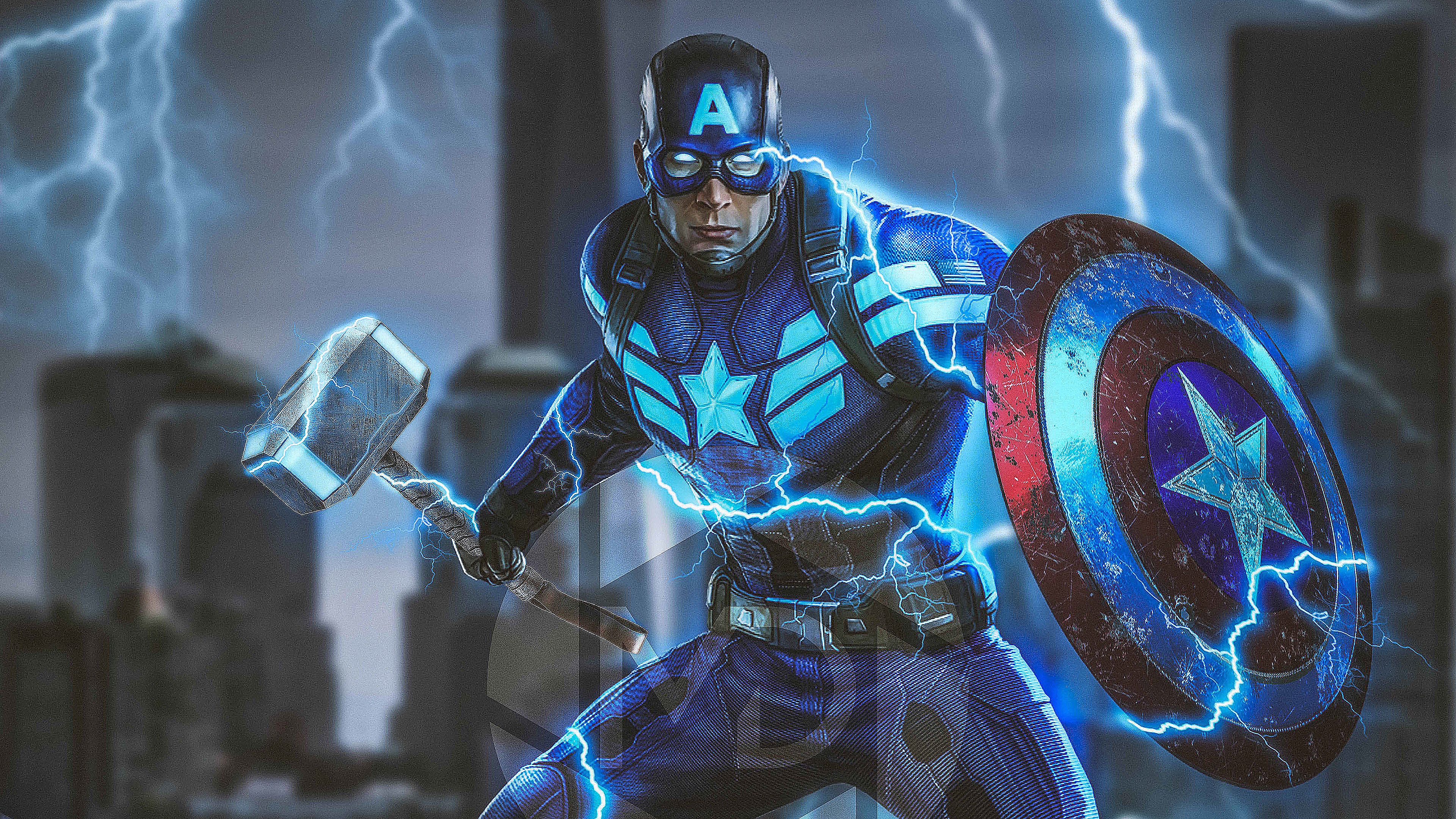Wallpaper 4k Captain America Mjolnir Avengers Endgame 4k 2019 Wallpaper