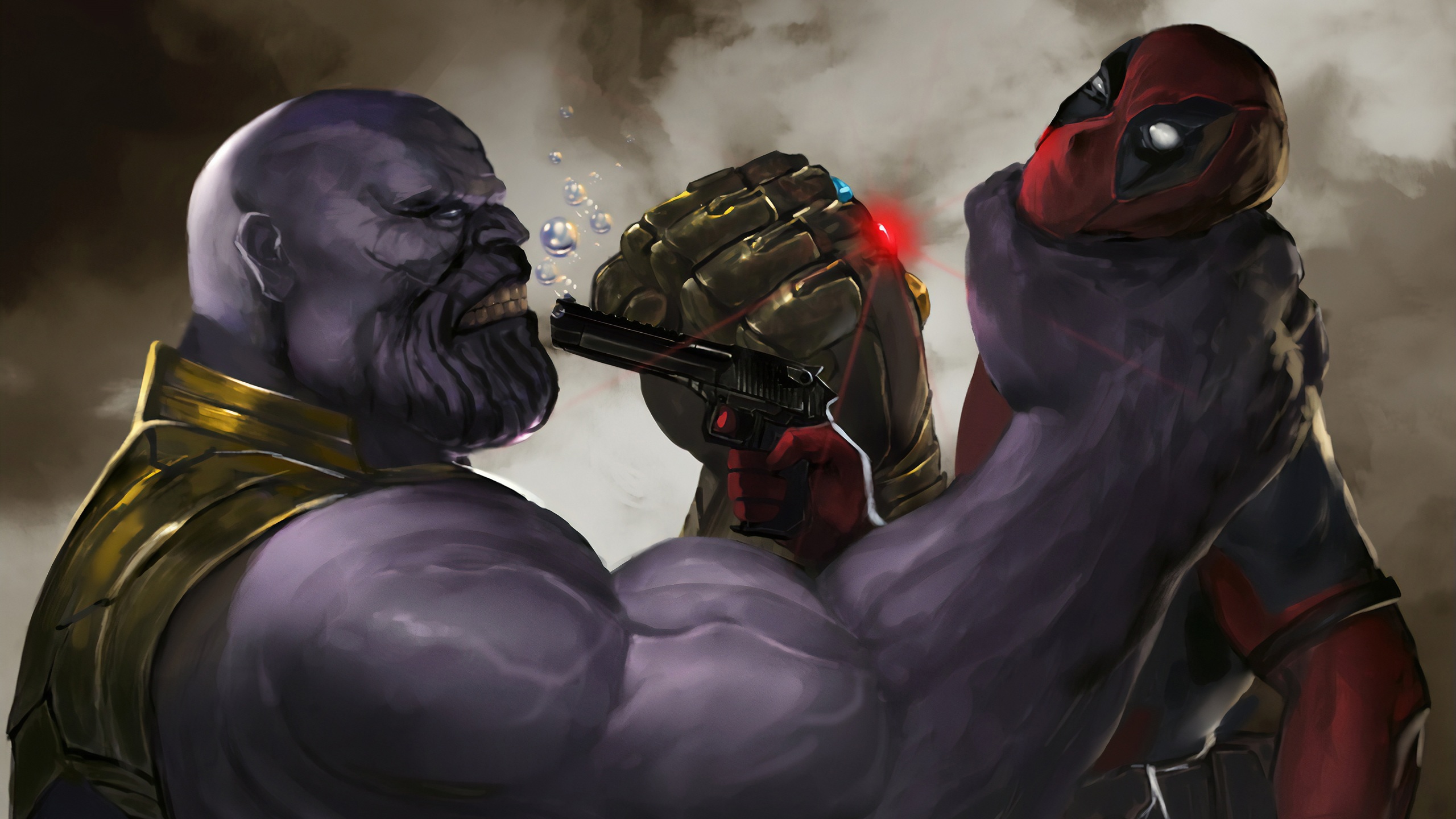 Wallpaper 4k Deadpool Vs Thanos Art Wallpaper