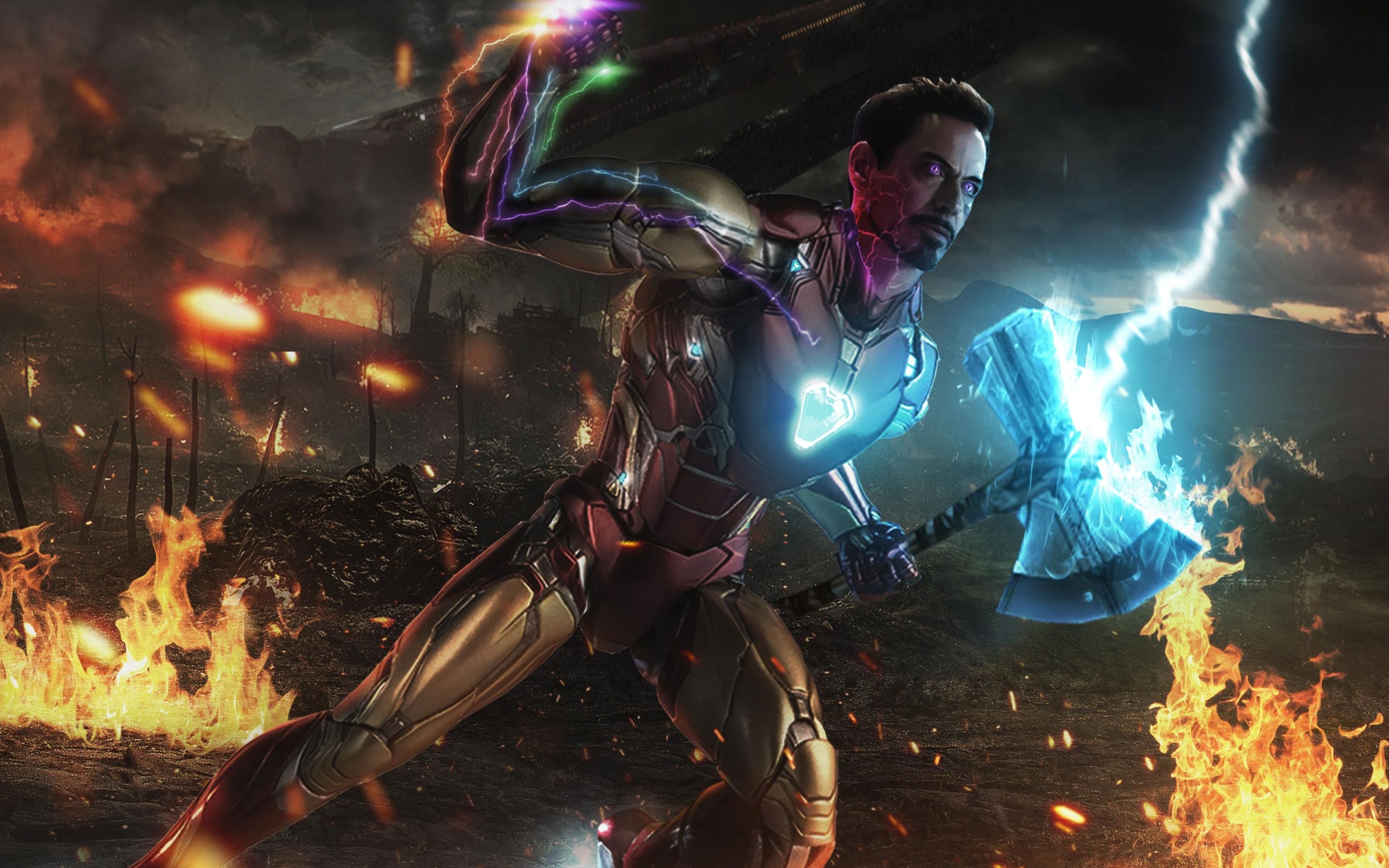 Wallpaper 4k Iron Man Stormbreaker With Infinity Gauntlet Wallpaper