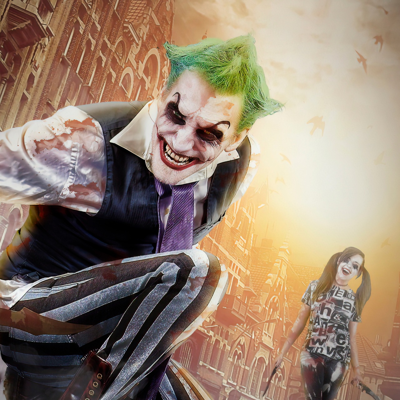 Wallpaper 4k Joker And Harley Cosplay Digital Art Wallpaper