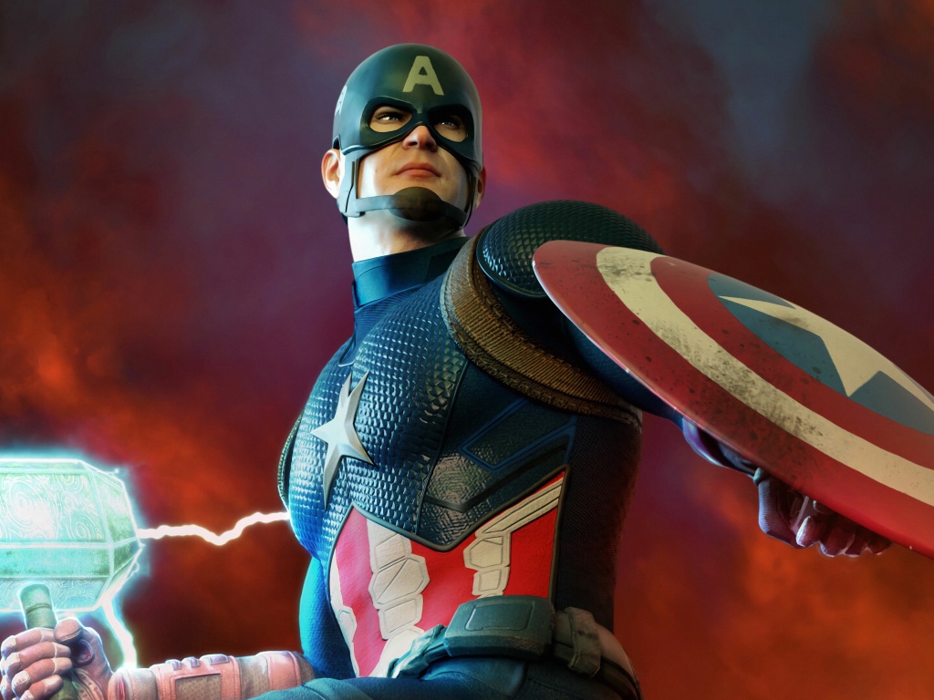 Wallpaper 4k Captain America Mjolnir And Shield Wallpaper