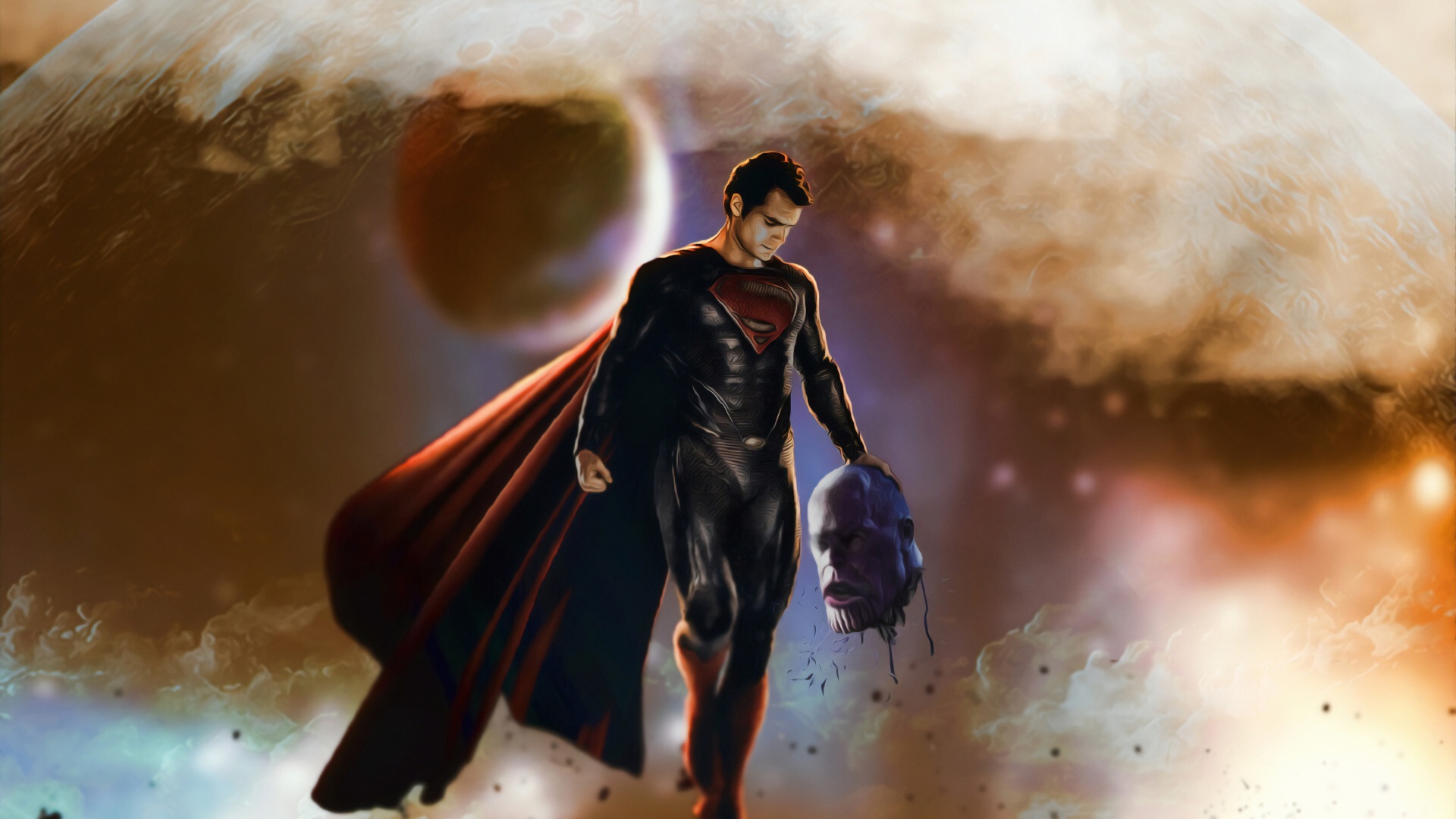 Супермен против супермена 2. Супермен и Танос. Крепость одиночества Супермена. Супергерой в космосе.
