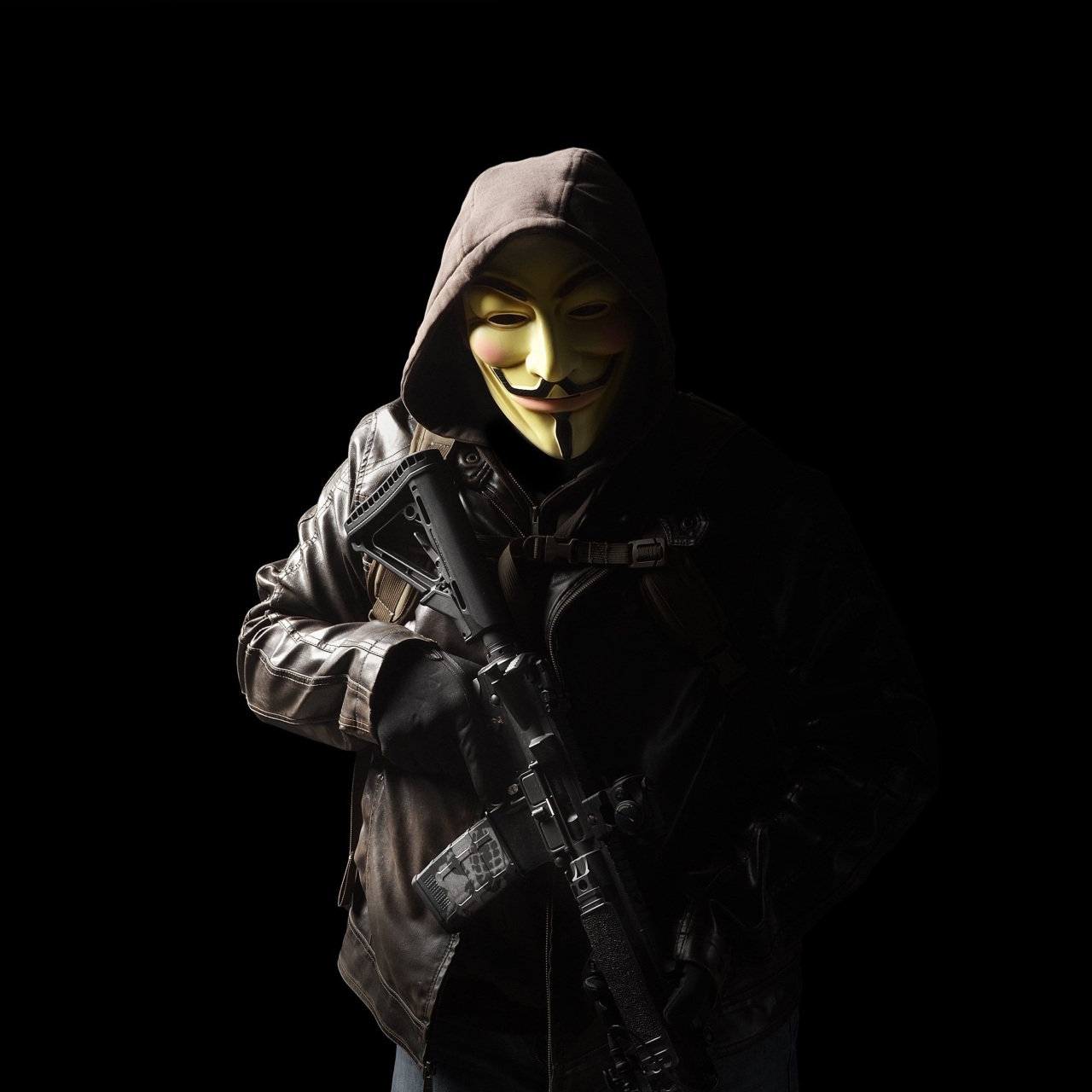 Wallpaper 4k Anonymous Mask Person With Gun Wallpaper