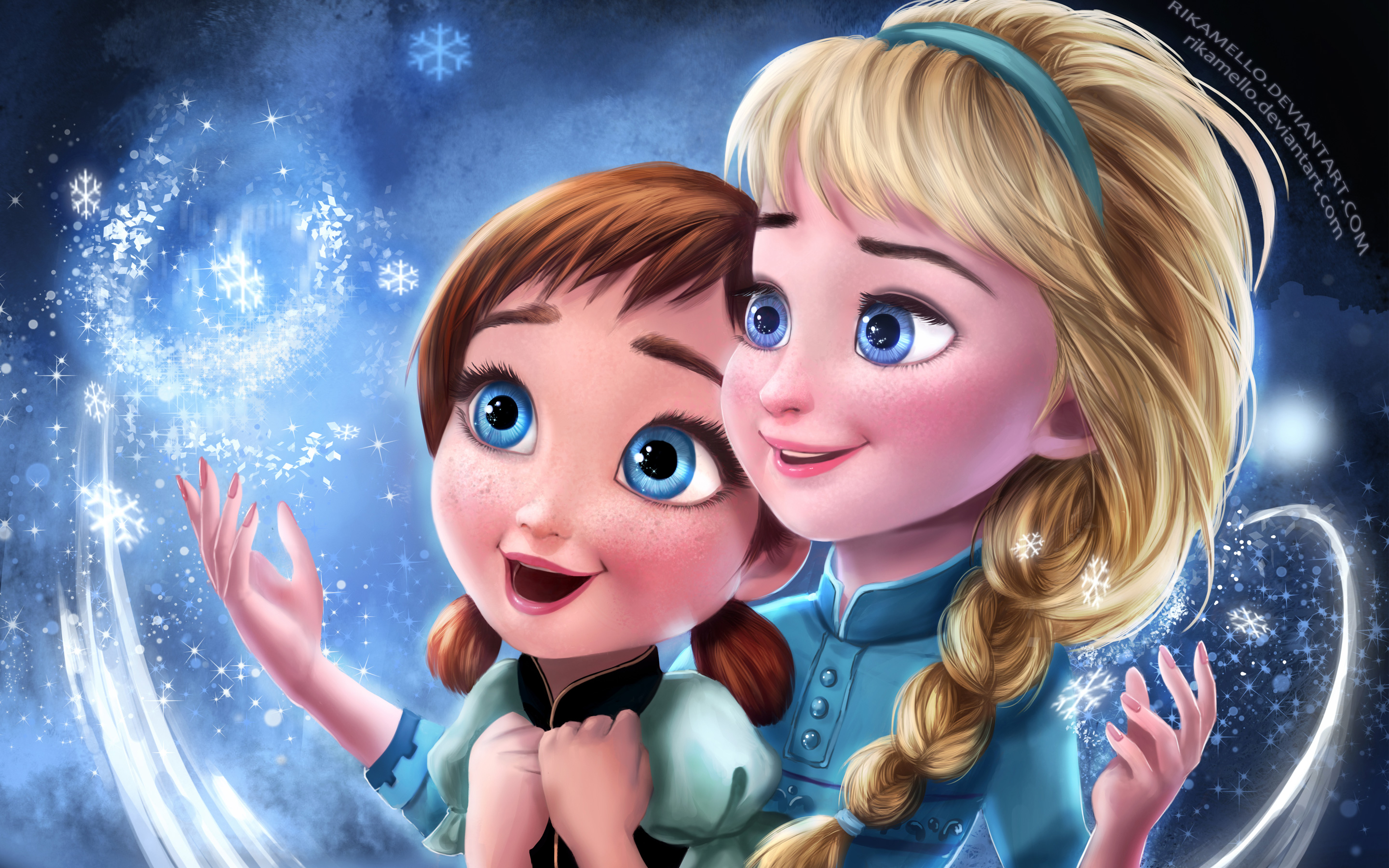 Wallpaper 4k Frozen Elsa Anna Sisters Wallpaper