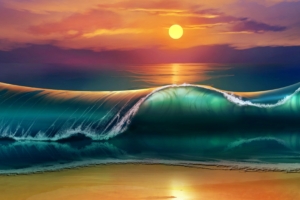 art sunset beach sea waves 4k 1536098884 300x200 - art, sunset, beach, sea, waves 4k - sunset, Beach, art