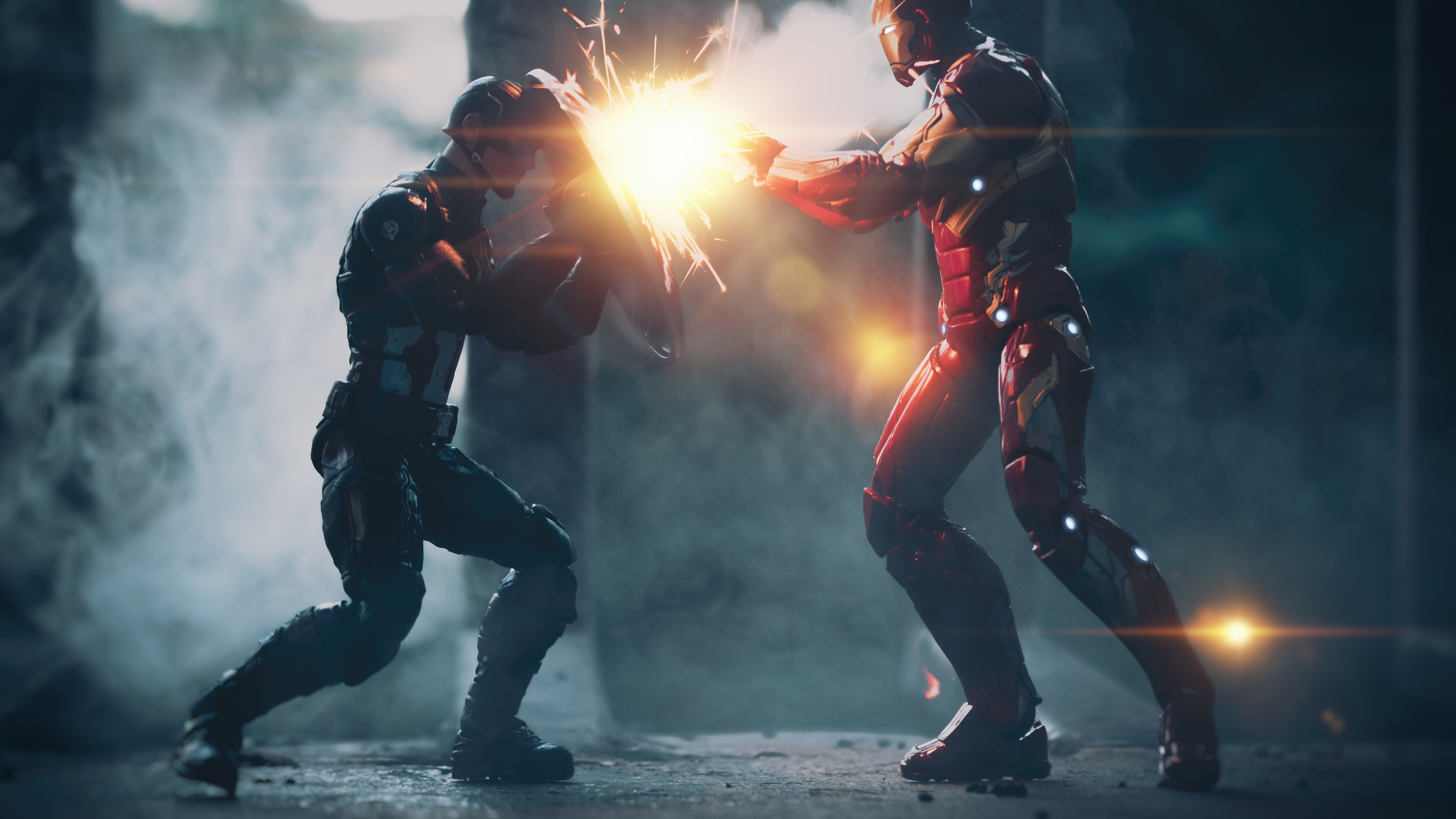 Captain America Vs Iron Man Artwork 5k super heroes wallpapers, iron