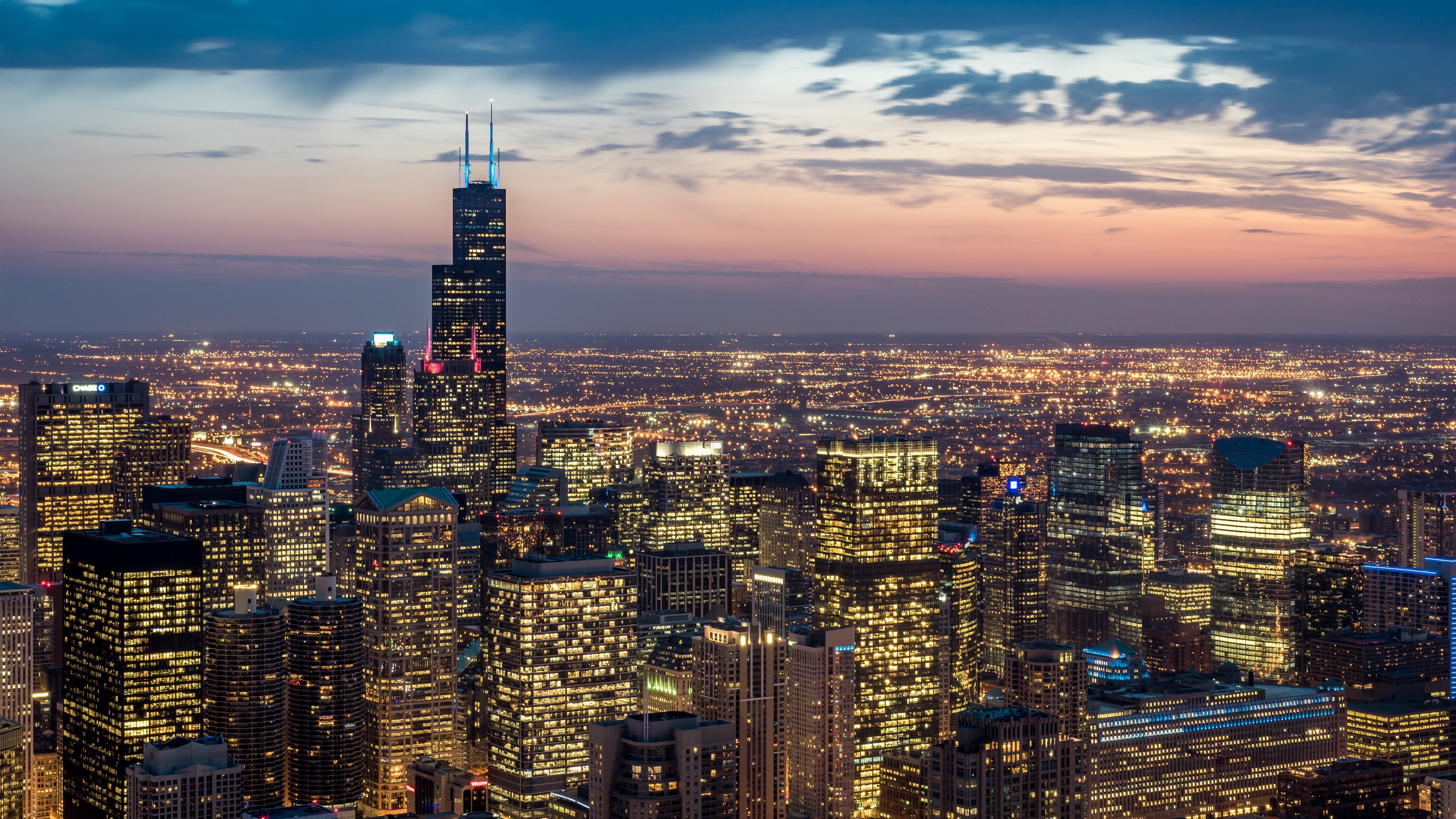 41 Chicago Skyline Wallpaper Night  WallpaperSafari