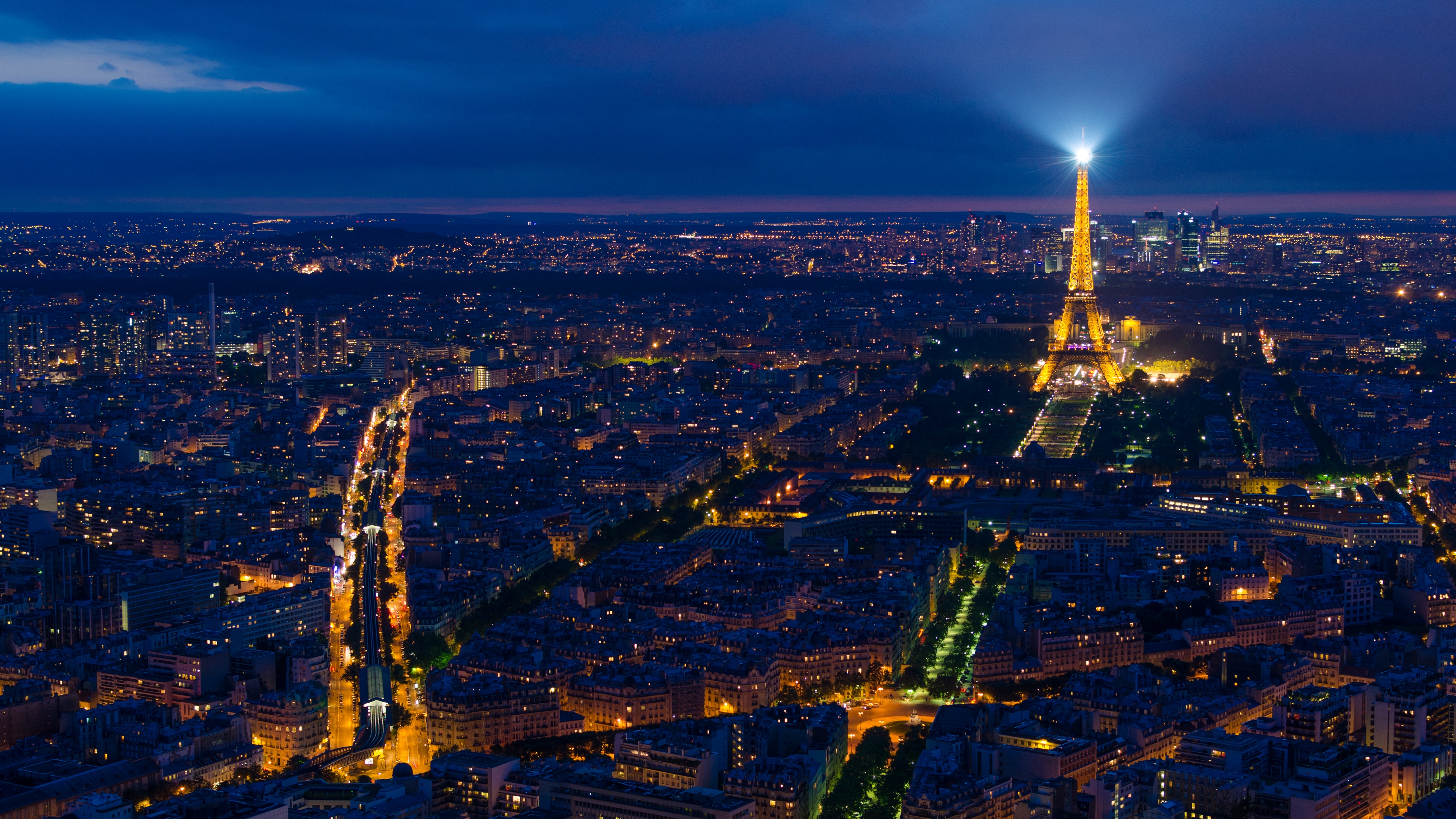 Eiffel Tower Night City Paris France City Lights 4k