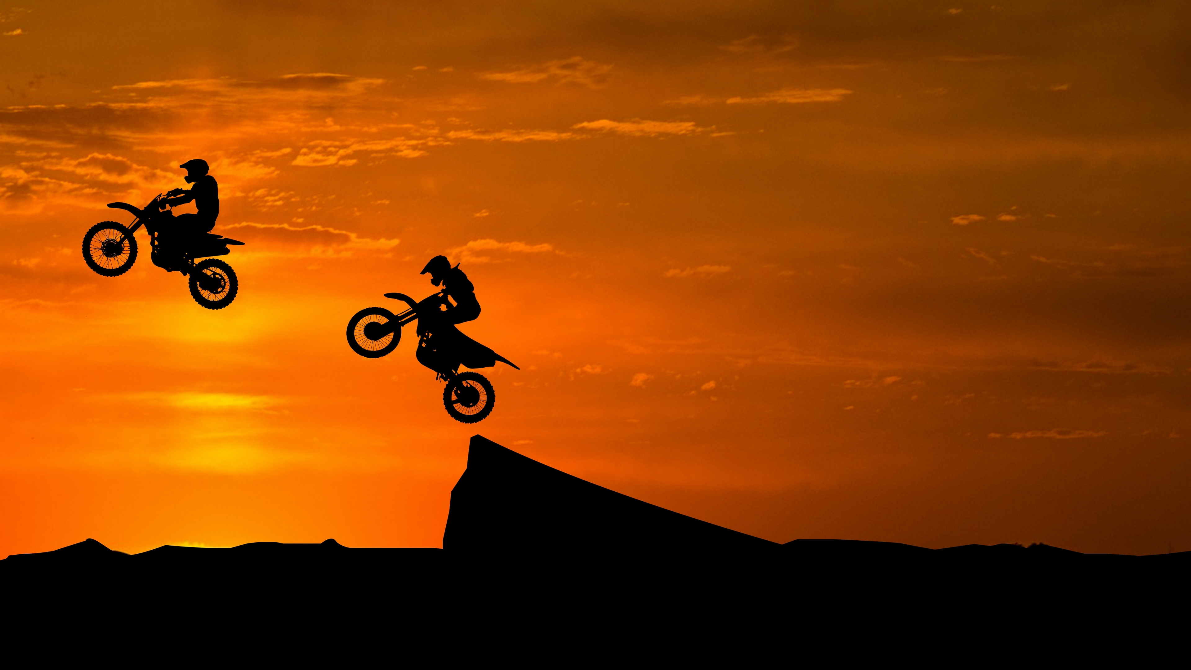 motorcyclist silhouettes trick hill 4k 1536018886 - motorcyclist, silhouettes, trick, hill 4k - trick, silhouettes, motorcyclist