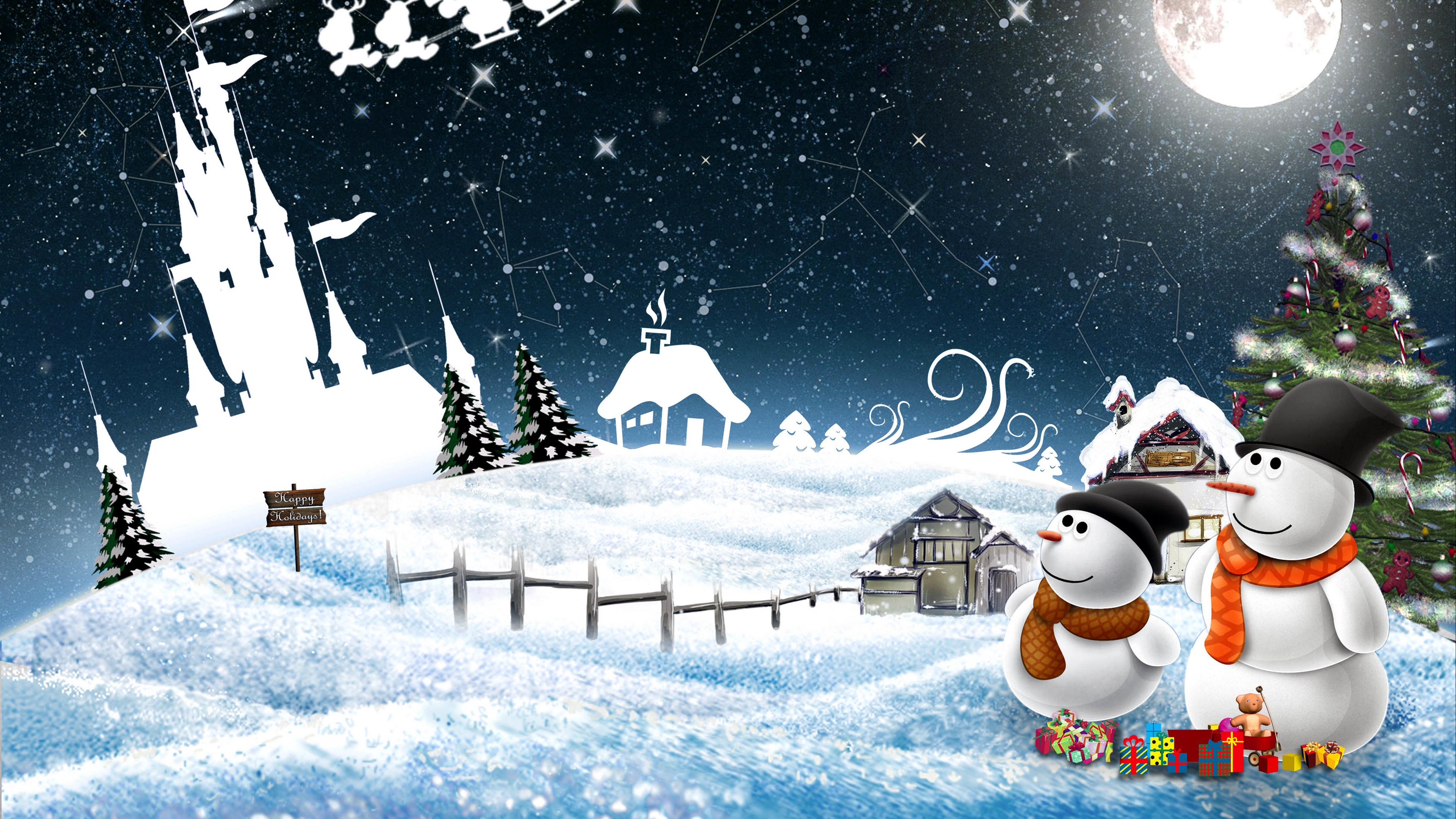new year snowmen night greeting holiday christmas 4k 1538345360 - new year, snowmen, night, greeting, holiday, christmas 4k - snowmen, Night, new year