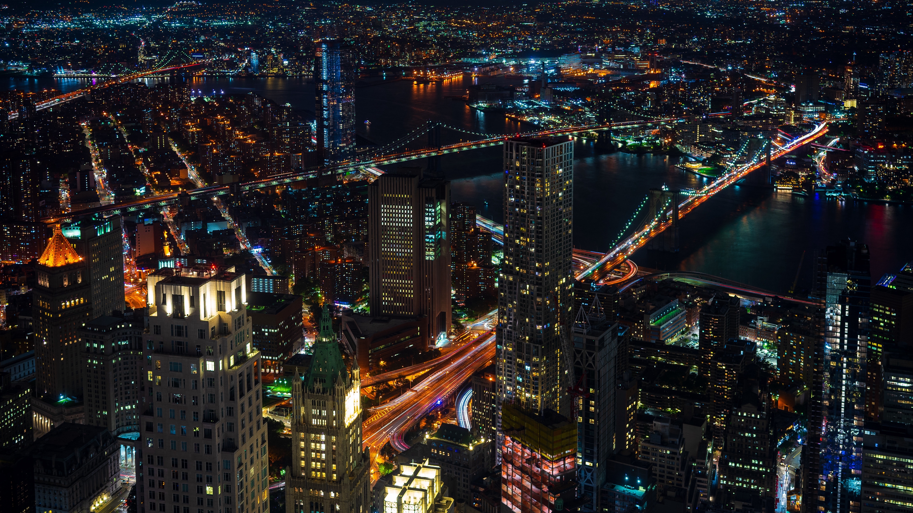 Wallpaper 4k Night City Lights City Skyscrapers Top View New York Usa 4k Wallpaper