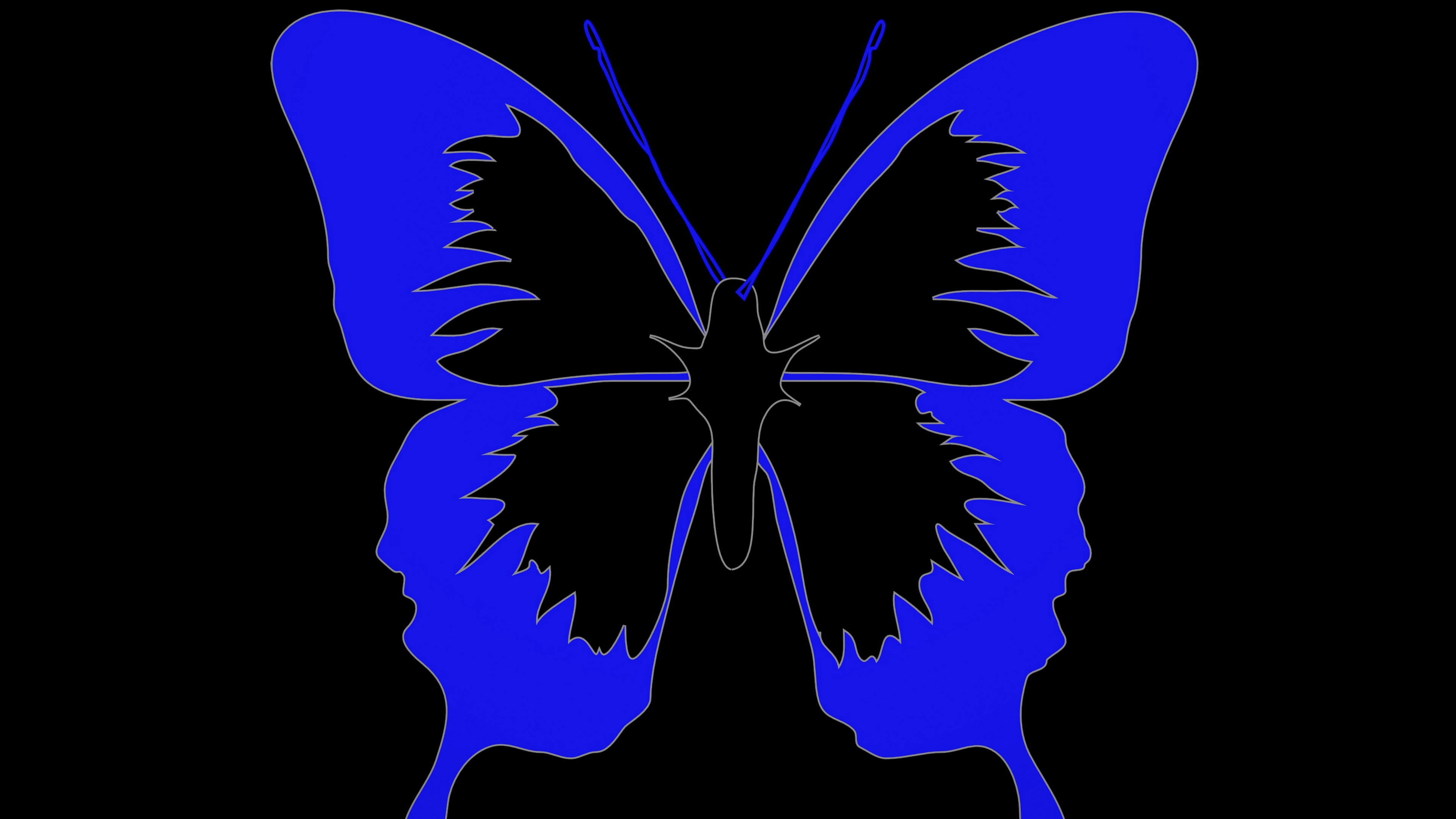 butterfly minimalism black blue 4k 1540574295 - butterfly, minimalism, black, blue 4k - minimalism, Butterfly, Black