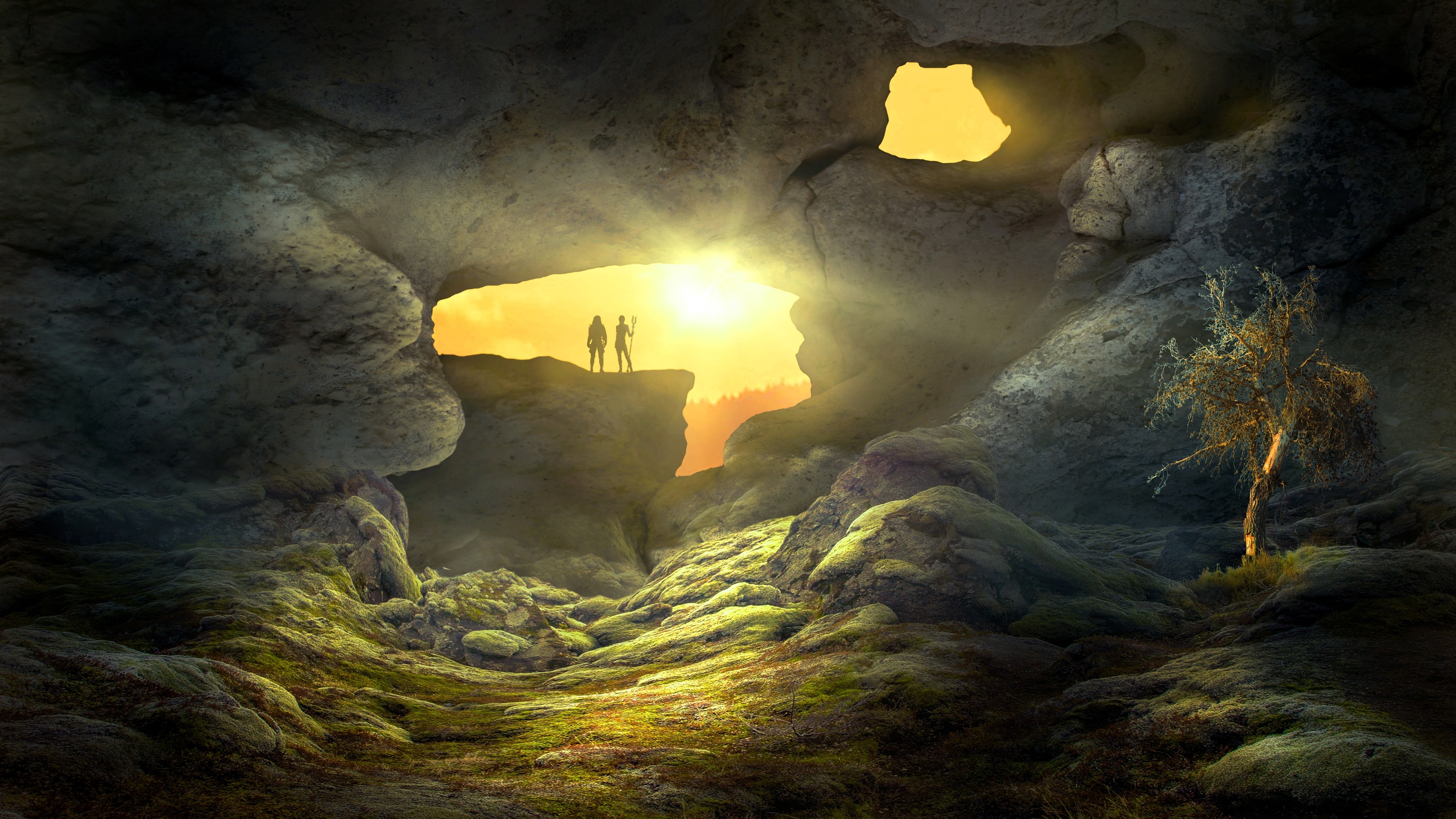 Fantasy Landscape Cave Human 4k landscape wallpapers, hd-wallpapers