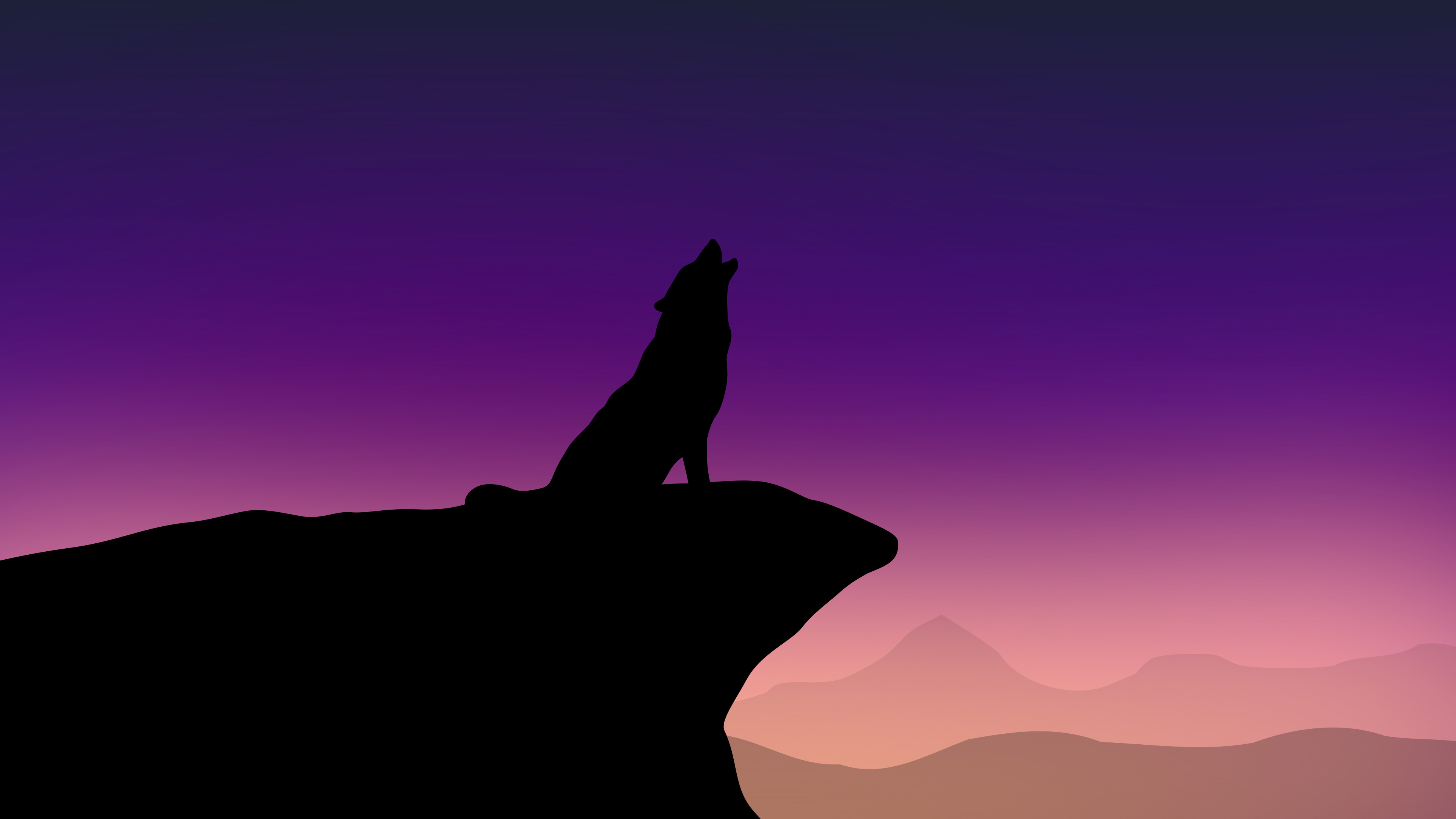 Wolf Howling on Full Moon Night