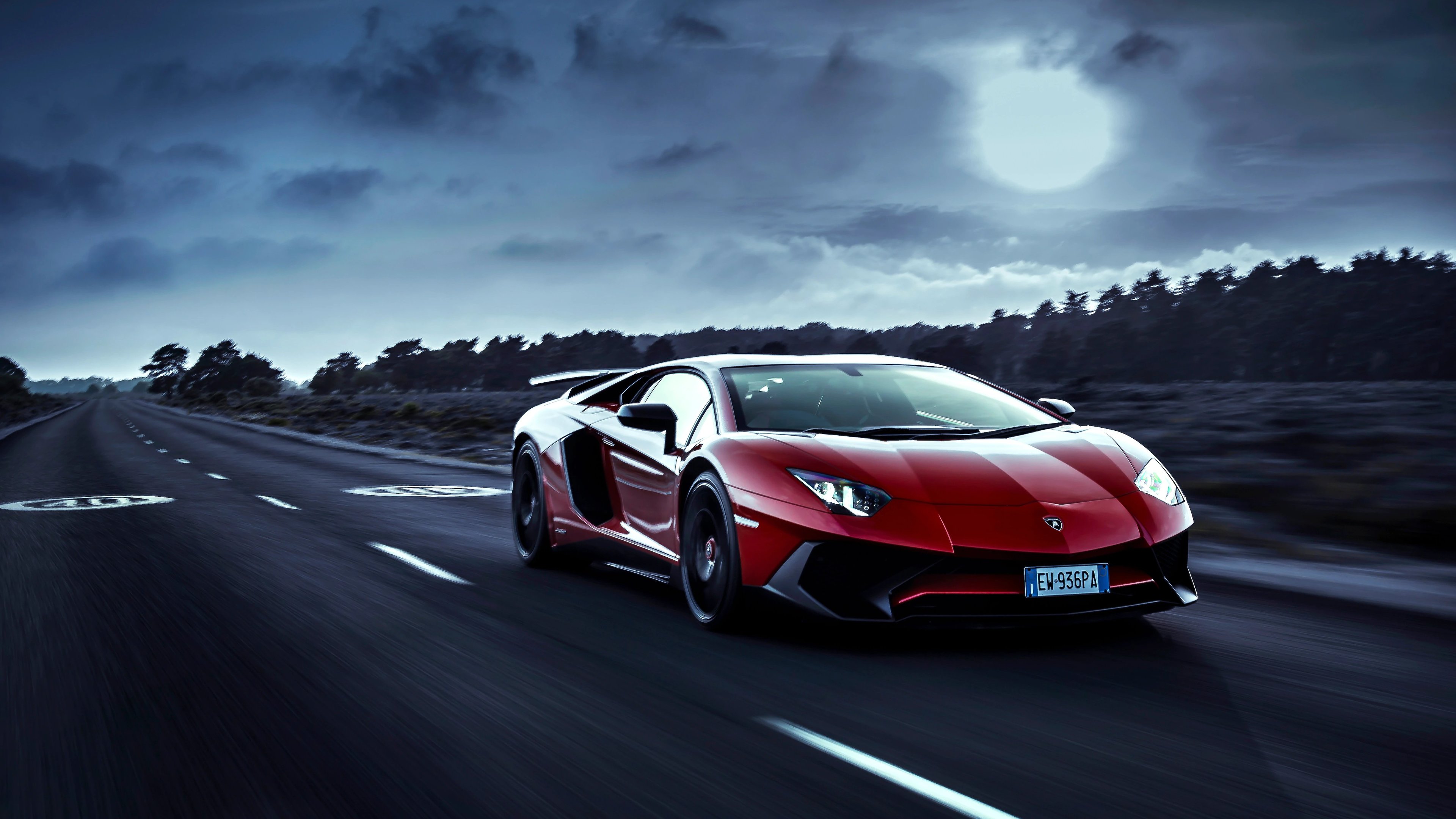 Red Lamborghini Aventador Moon Night lamborghini wallpapers, lamborghini aventador