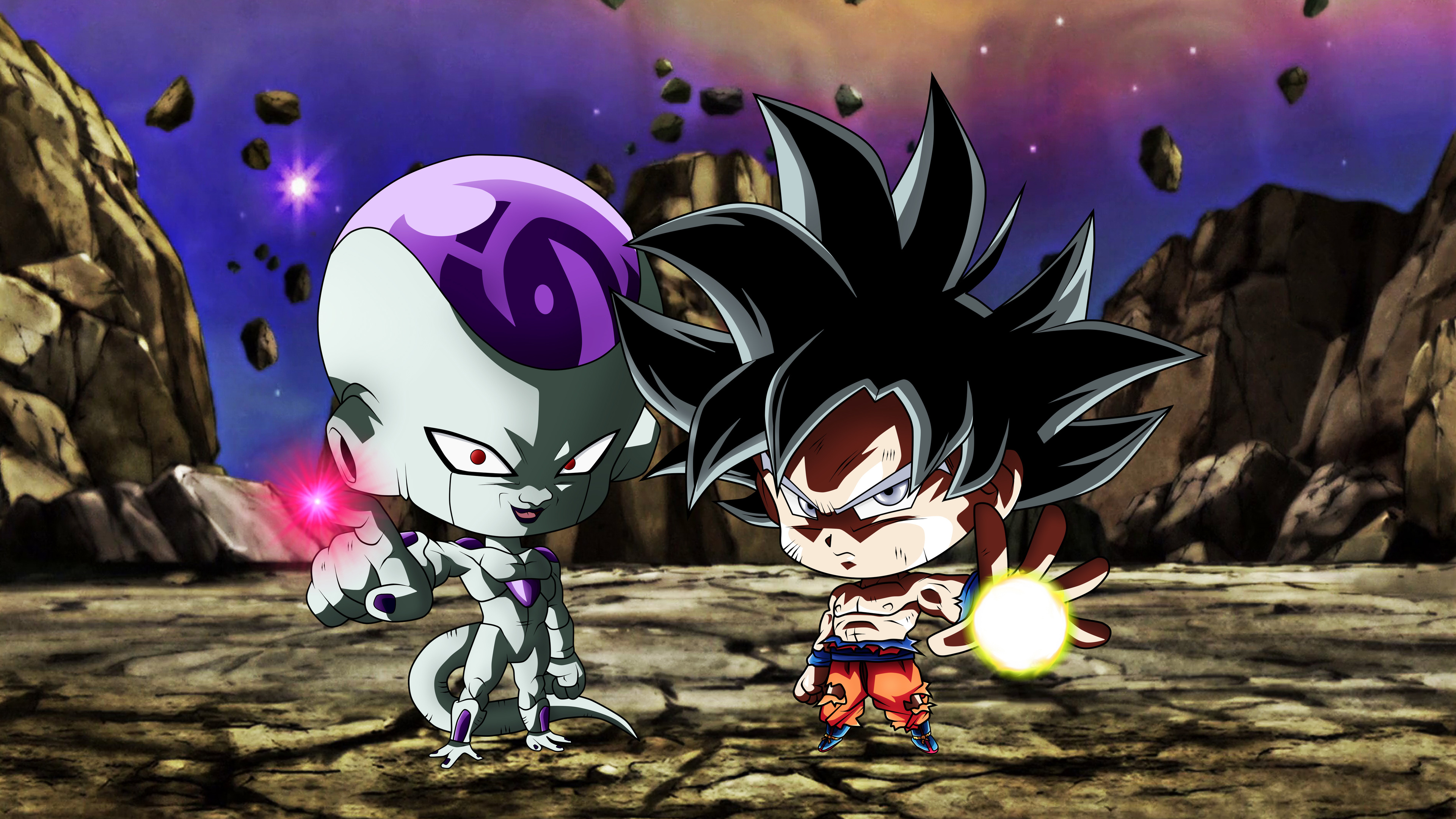 Wallpaper 4k Chibi Frieza Goku Ultra Instinct Dragon Ball 4k