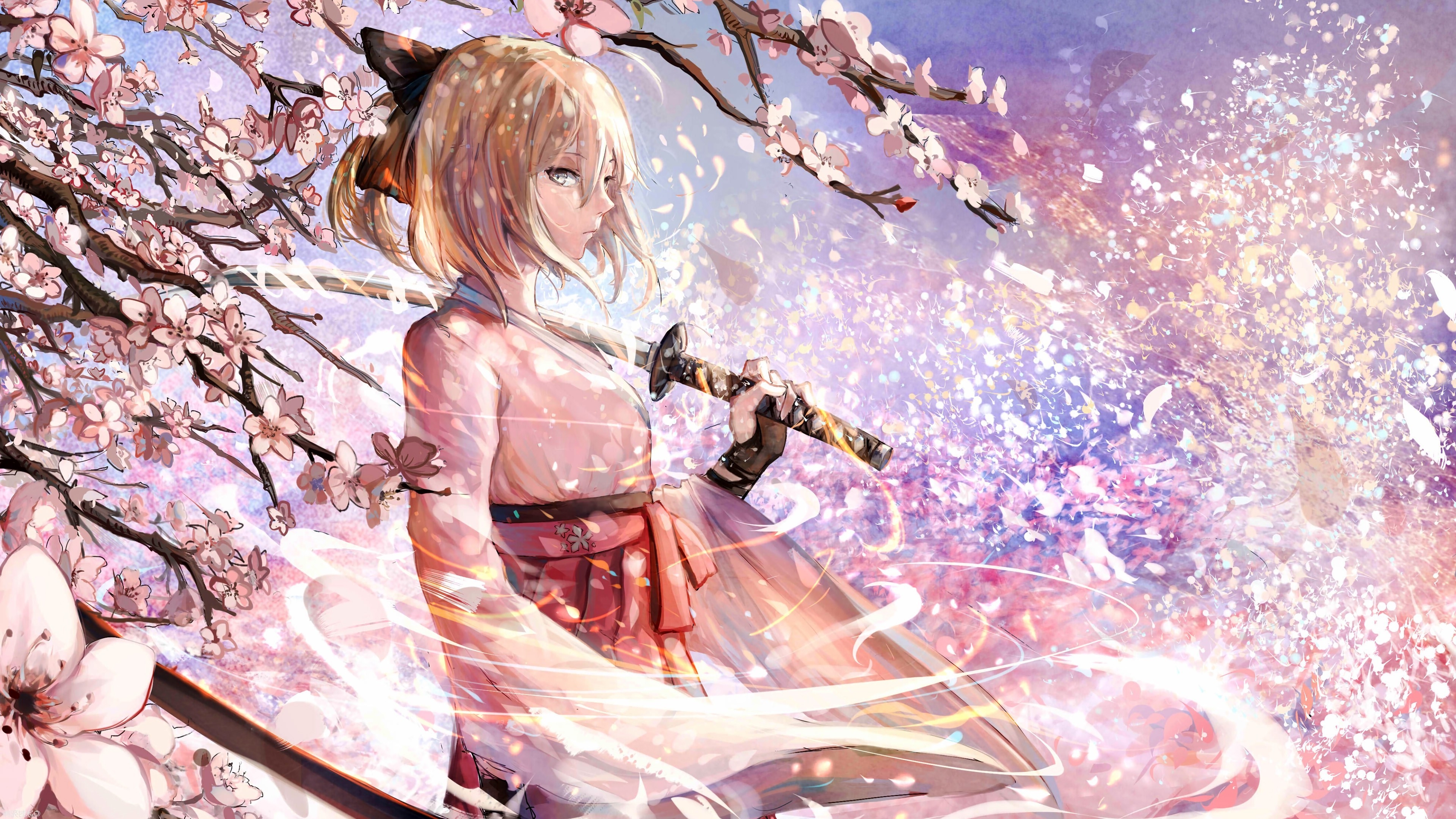 HD wallpaper Anime Original Blonde Girl Sword  Wallpaper Flare