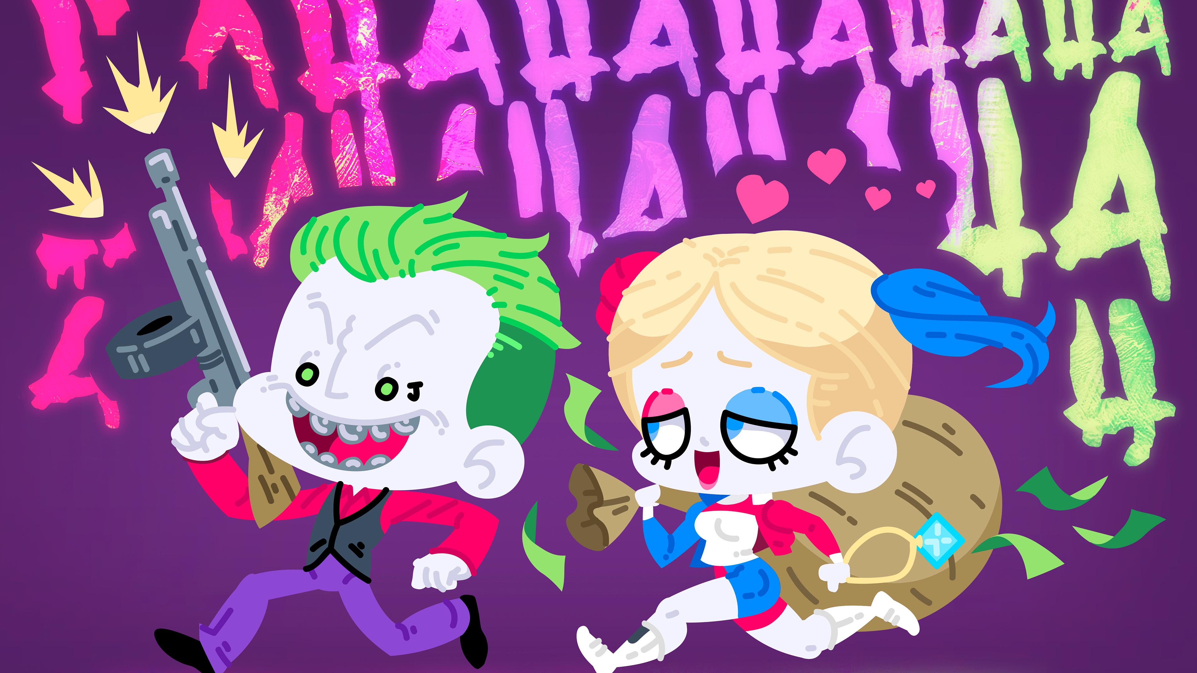 Wallpaper 4k Joker And Harley Quinn Fat Heads Wallpaper