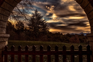 sunset trees fence arch 4k 1541114236 300x200 - sunset, trees, fence, arch 4k - Trees, sunset, fence