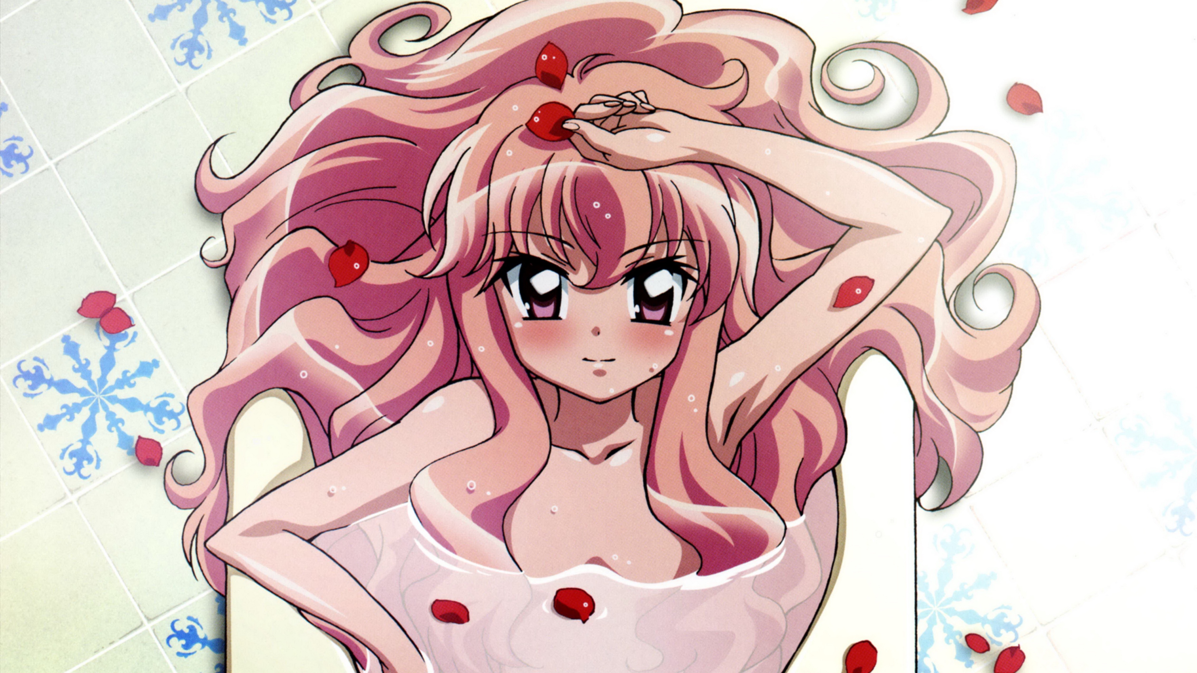zero no tsukaima girl pink hair petals 4k 1541975556 - zero no tsukaima, girl, pink hair, petals 4k - zero no tsukaima, pink hair, Girl