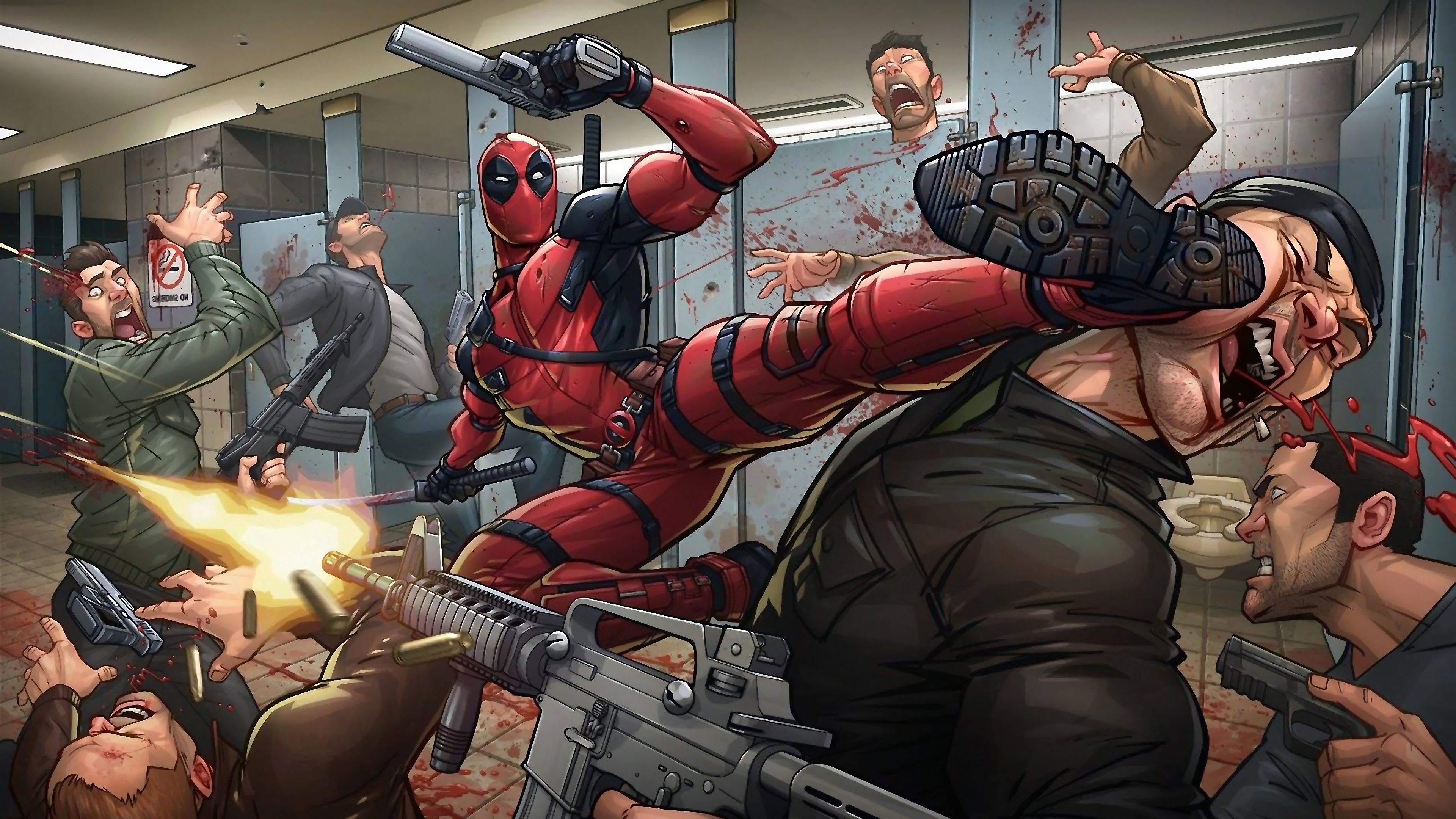 Deadpool Fighting Marvel  Comics 4K  Wallpaper  Marvel  Comics 