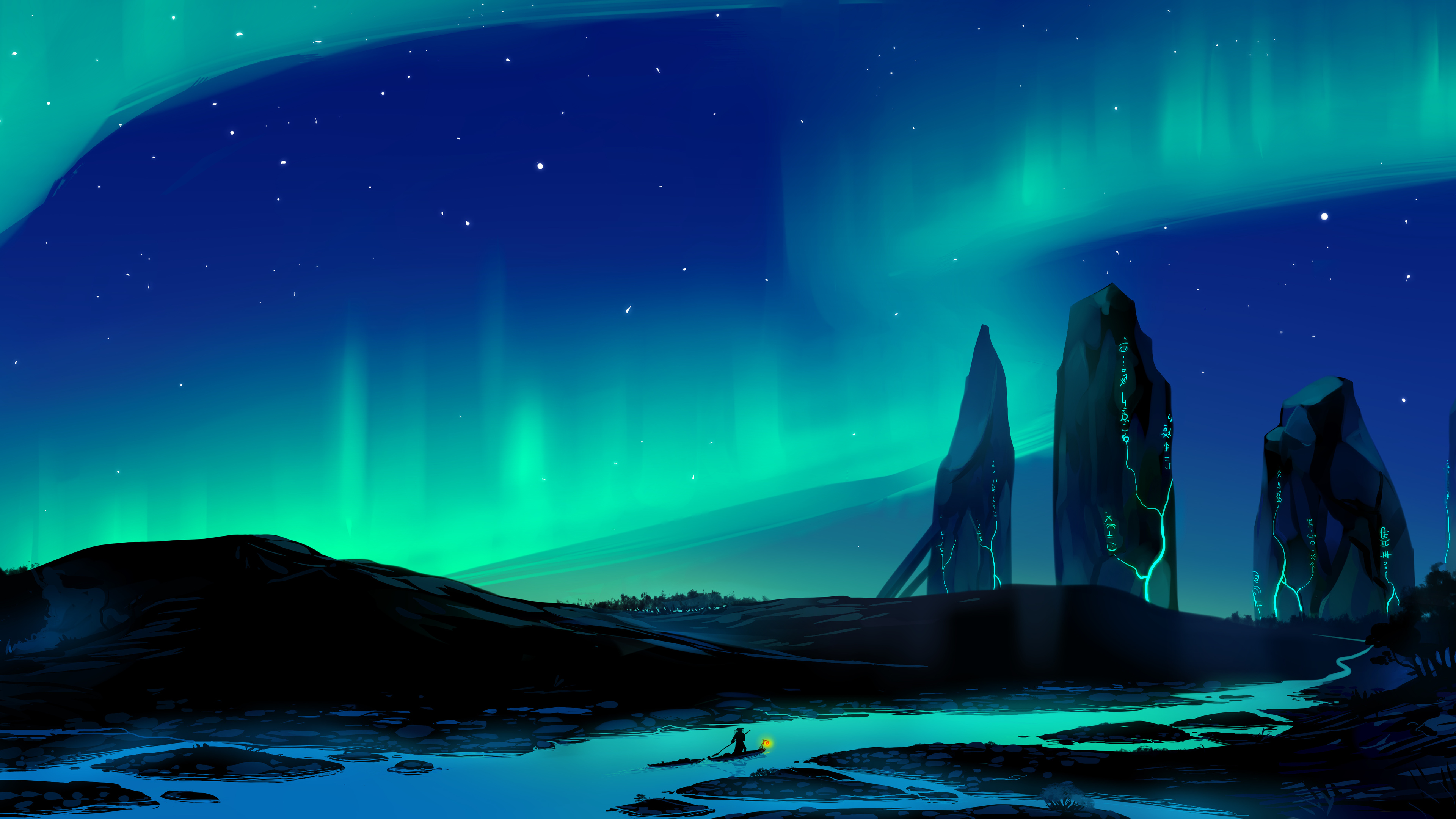 Aurora Borealis Town 4k Wallpaper 4k