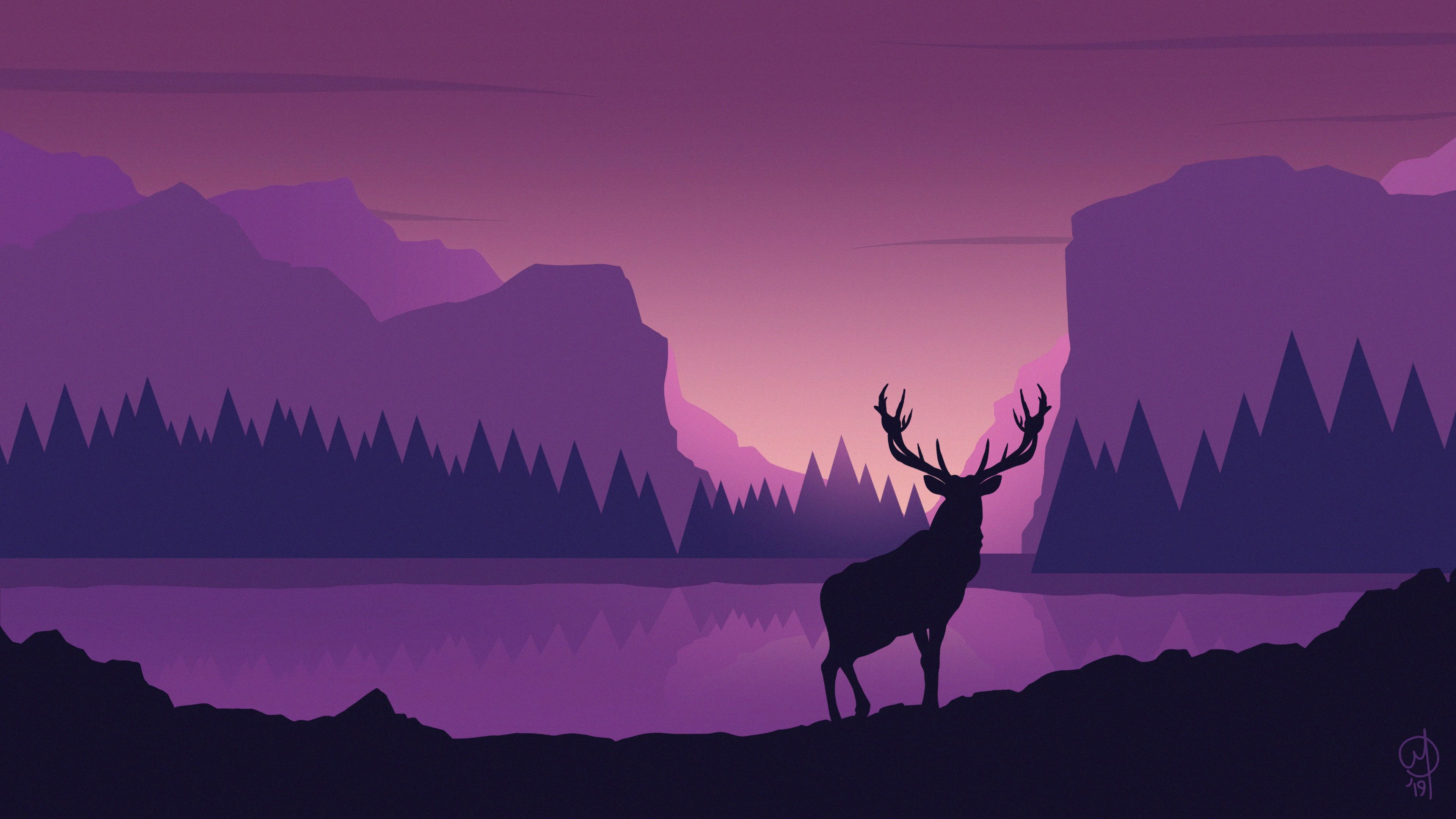 Deer Digtial Vector Art 4k minimalist wallpapers, minimalism wallpapers, hd-wallpapers