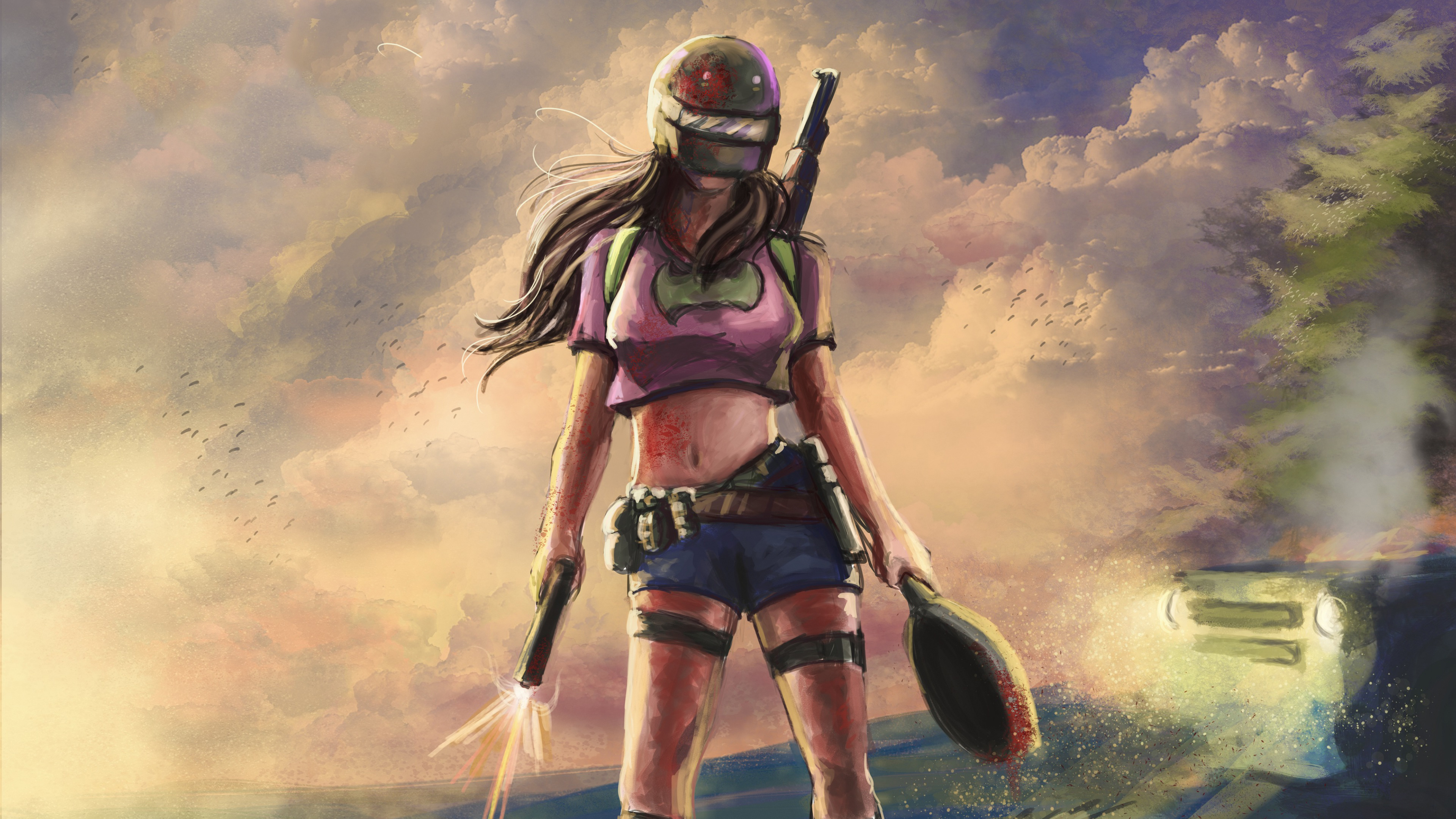 Pubg Helmet Girl  Art 4k  pubg wallpapers  playerunknowns 