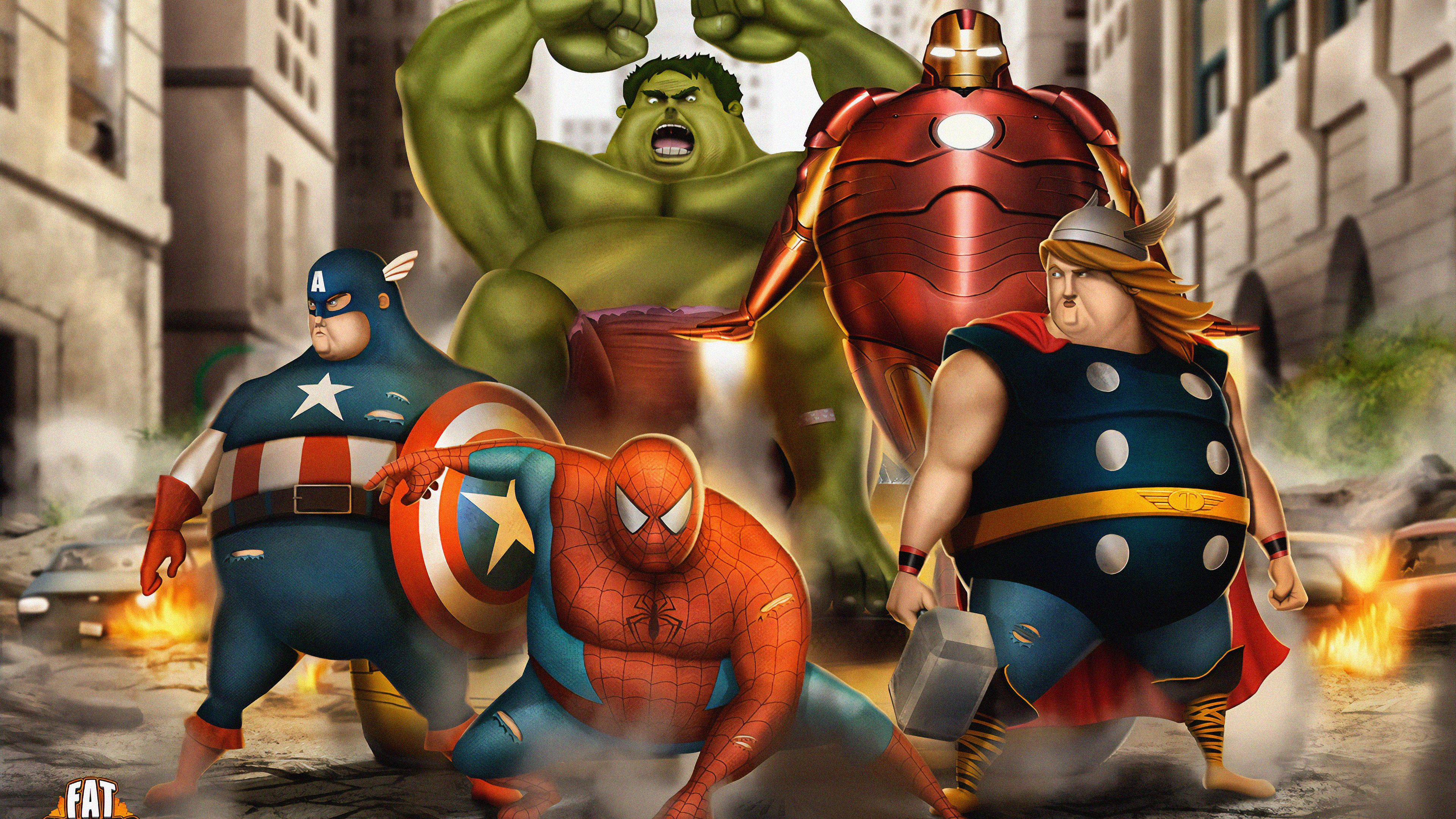 fat avengers 1563220131 - Fat Avengers - superheroes wallpapers, hd-wallpapers, digital art wallpapers, behance wallpapers, avengers-wallpapers, artwork wallpapers, 4k-wallpapers