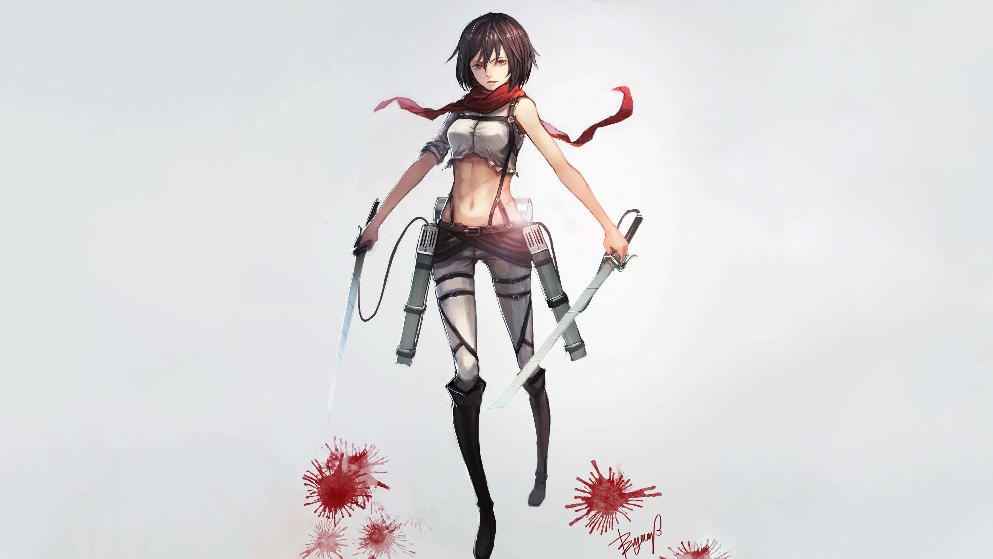 HD wallpaper Shingeki no Kyojin warrior sword Mikasa Ackerman Jun Luo   Wallpaper Flare