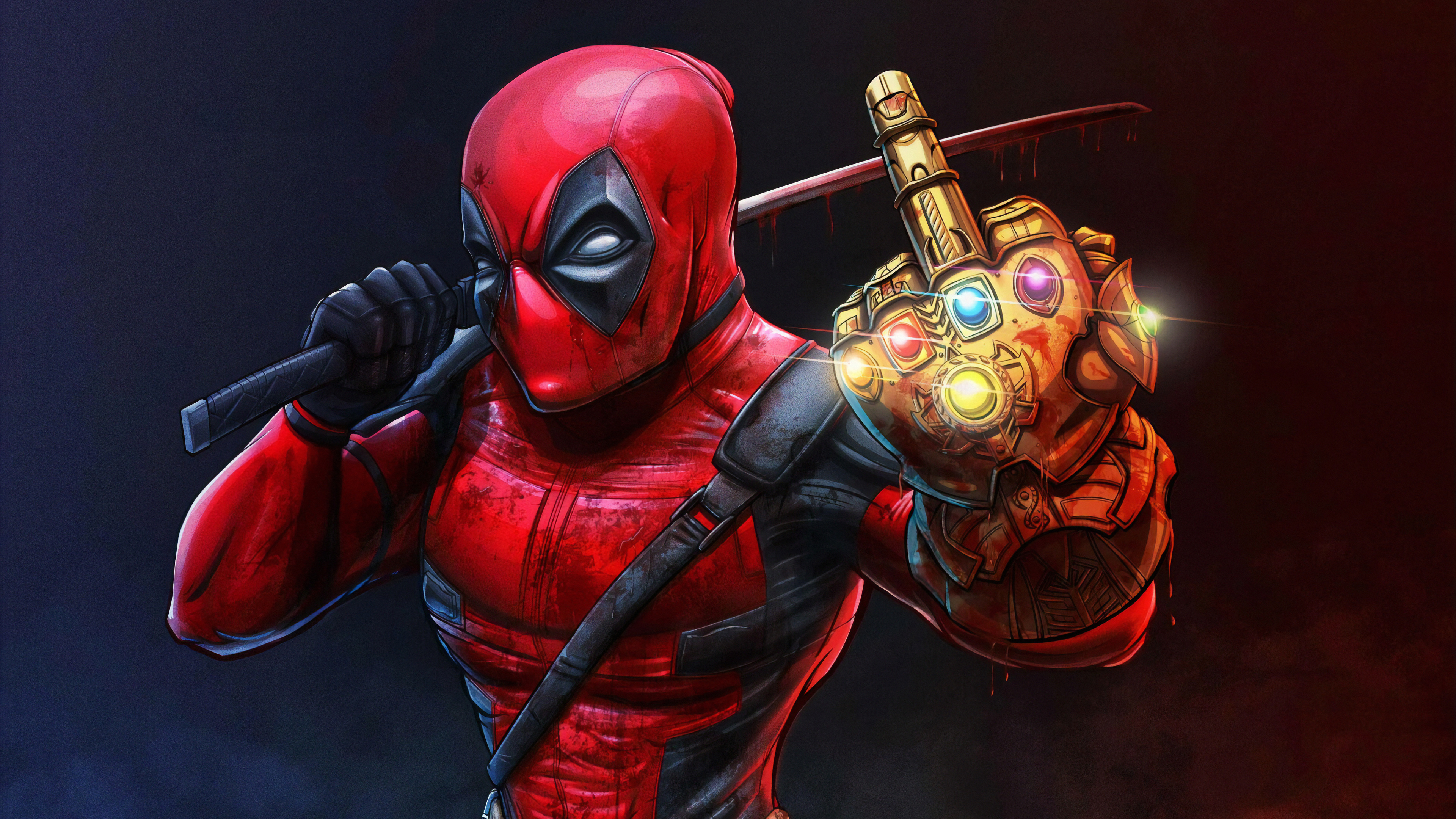  Deadpool  With Thanos Infinity Gauntlet superheroes 