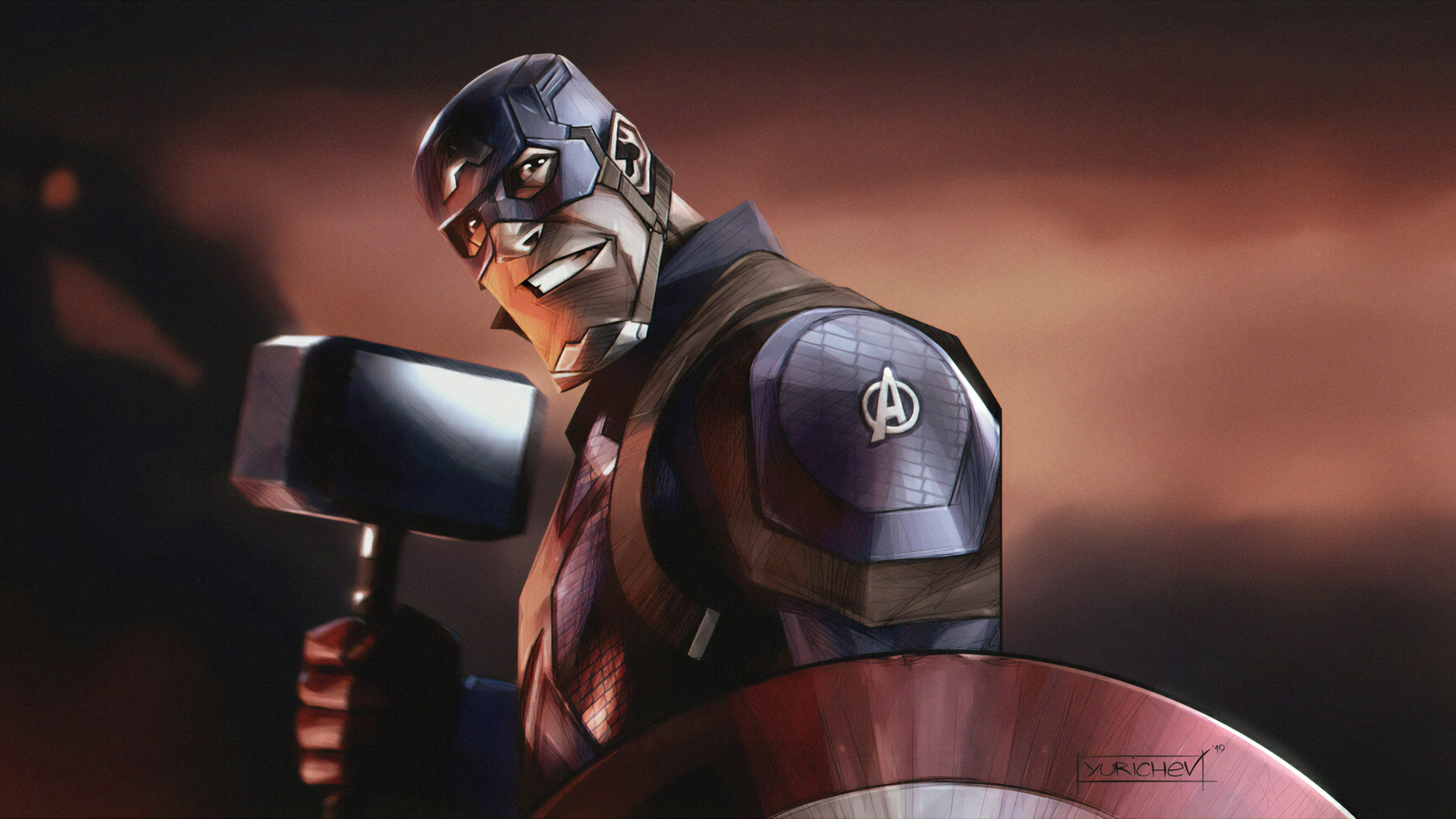 Wallpaper 4k Captain America Mjolnir Hd Wallpaper