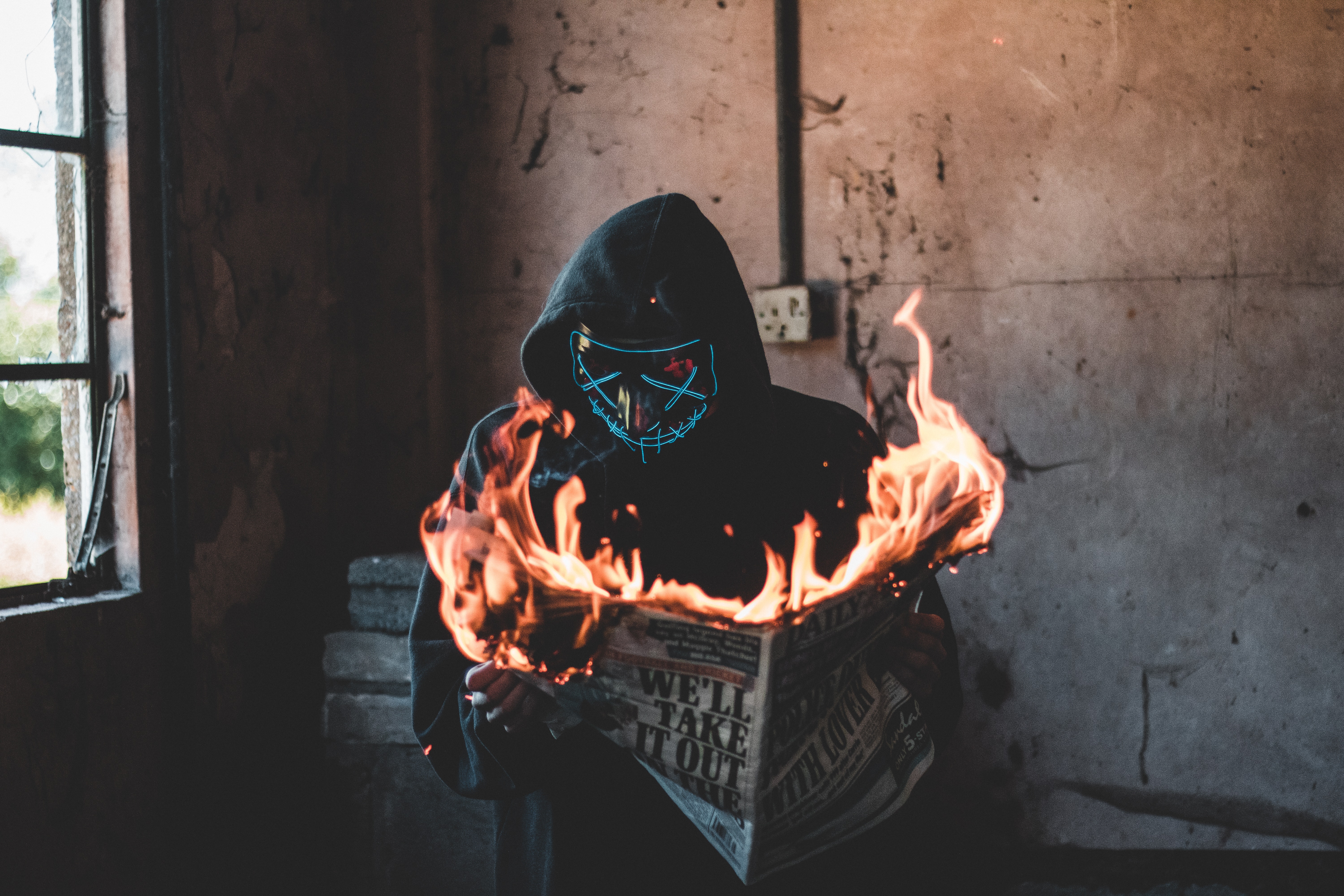 hidden mask guy burning newspaper 1574938425 - Hidden Mask Guy Burning Newspaper -