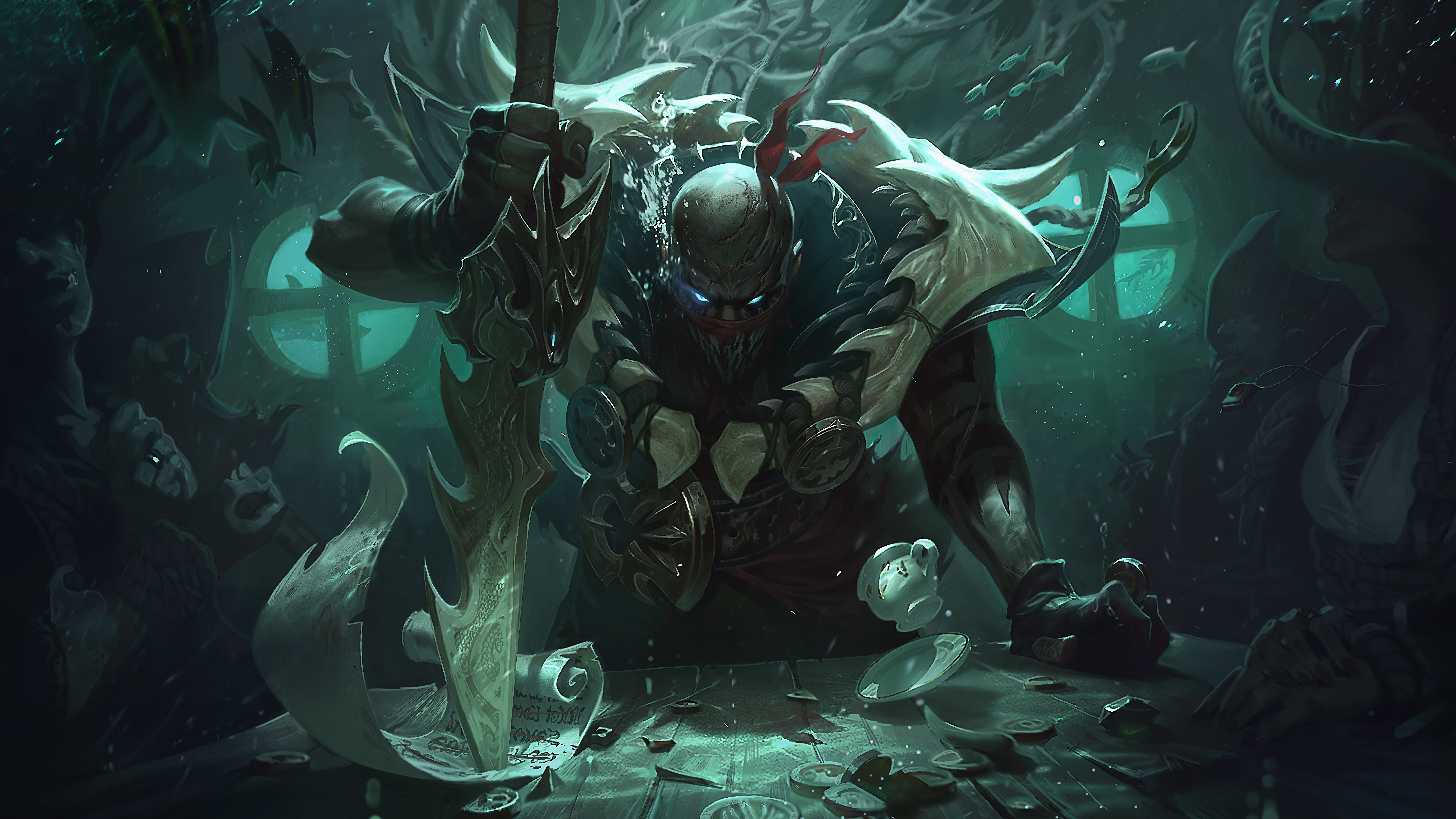 Wallpaper 4k Pyke Splash Art Lol League Of Legends Lol League Of Legends Pyke