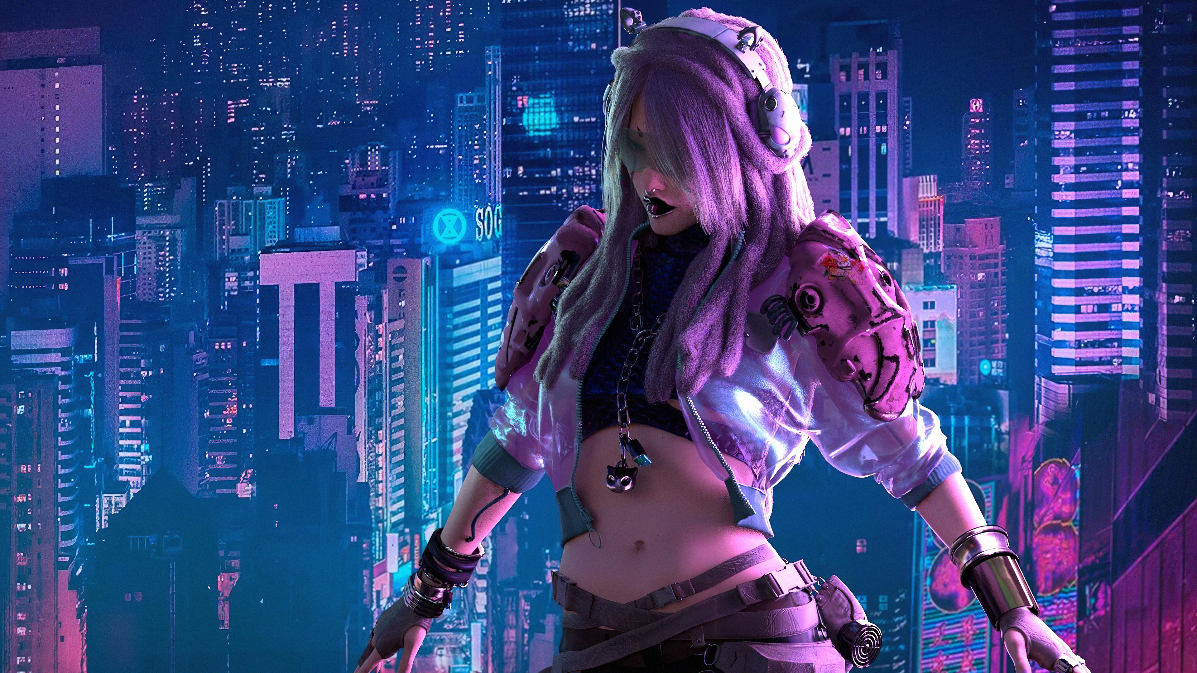 Cyberpunk City Girl