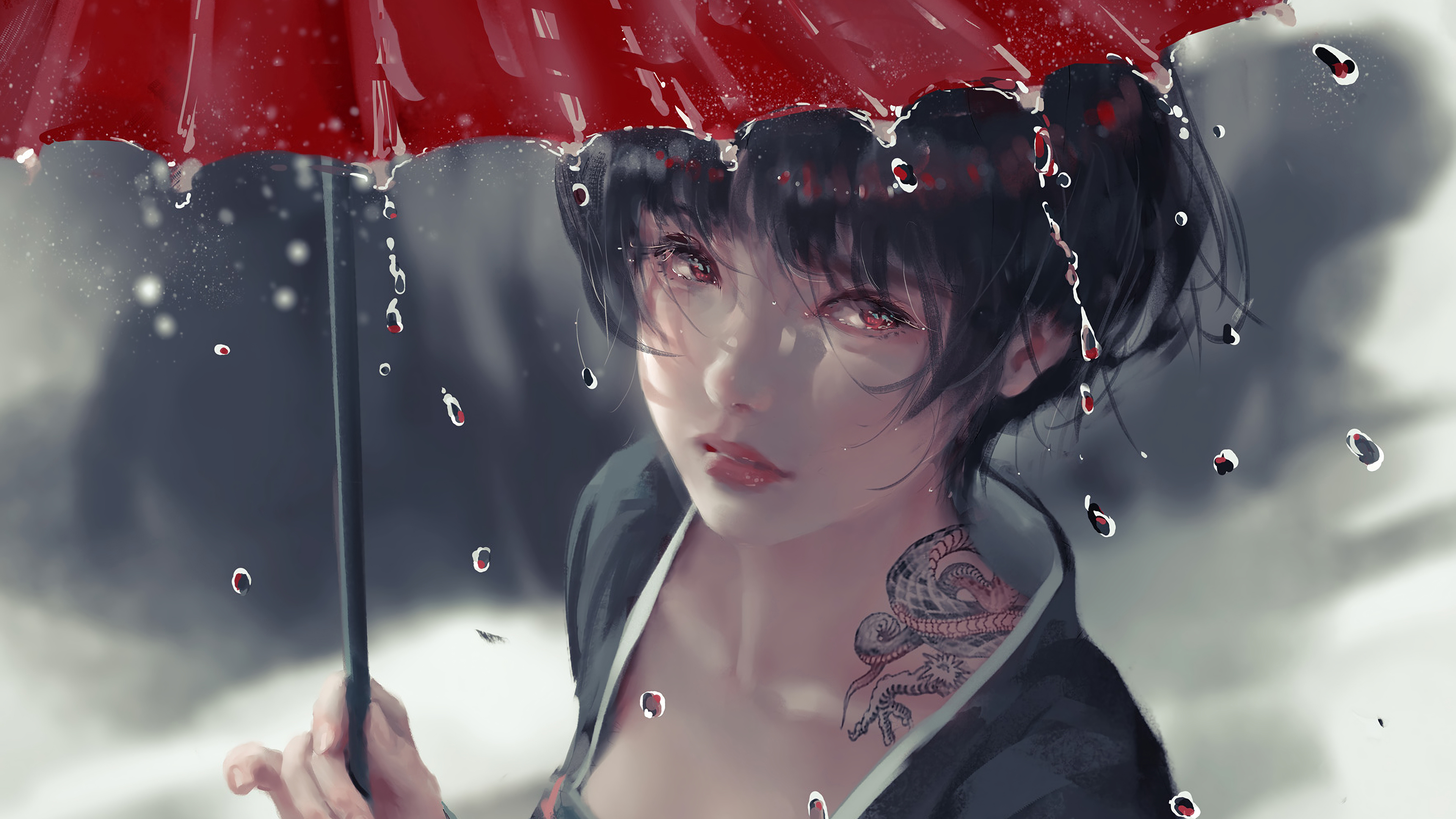 Anime Girl With Umbrella Wallpaper gambar ke 18